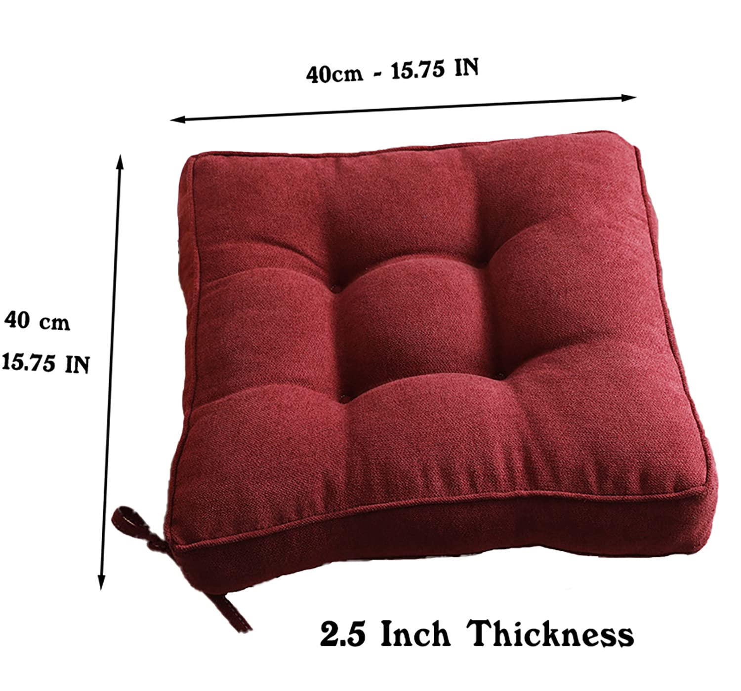 Premium 4-Piece Dining Chair Cushion Set - Comfortable Seat Pads for Kitchen, Office & Dining Room Chairs - Wine Red Color - Perfect for Home, Restaurant & Office Use