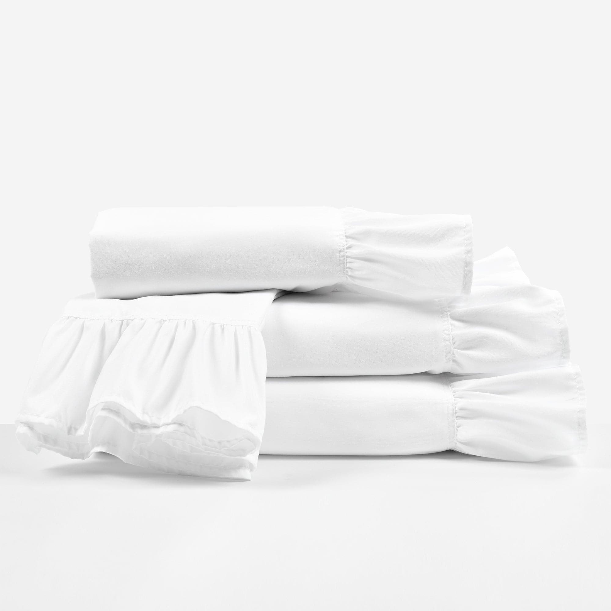 Reyna Ruffle Sheet Set - Queen Size 4-Piece Bedding Set with Floral Lace Trim, Soft Breathable Cotton for Girls & Women - Perfect for Bedroom Decor, Guest Room, and Luxury Hotel Style