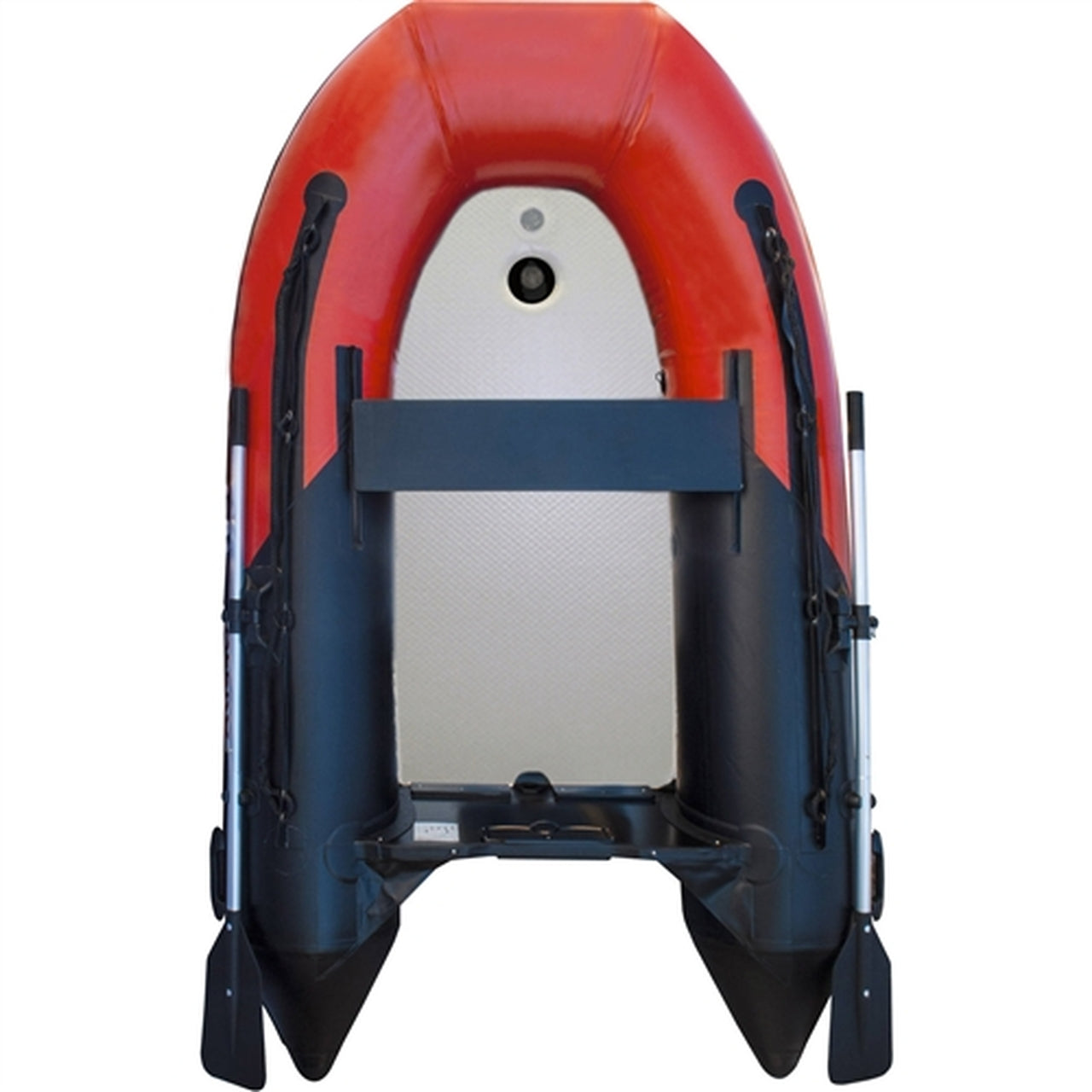 Aleko 8.4 Foot Inflatable Fishing Boat with Air Floor - Red & Black Design for Lakes, Rivers & Coastal Fishing Adventures