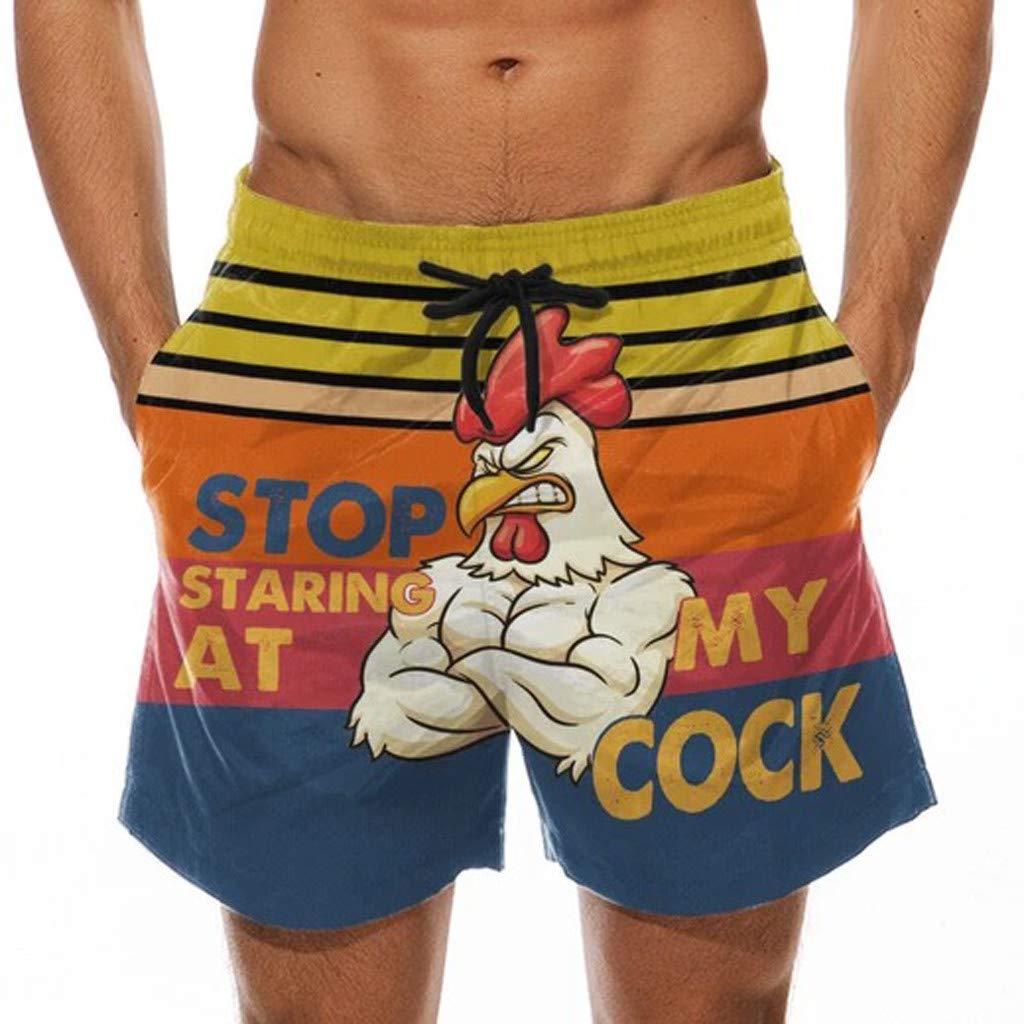 **Men's Quick-Dry Athletic Shorts with Lace-Up Design & Pockets - Funky Festival Print for Beach, Workout, Holiday - Perfect Father's Day Gift**    *(Ideal for outdoor activities, gym workouts, beach vacations, and casual summer wear)*