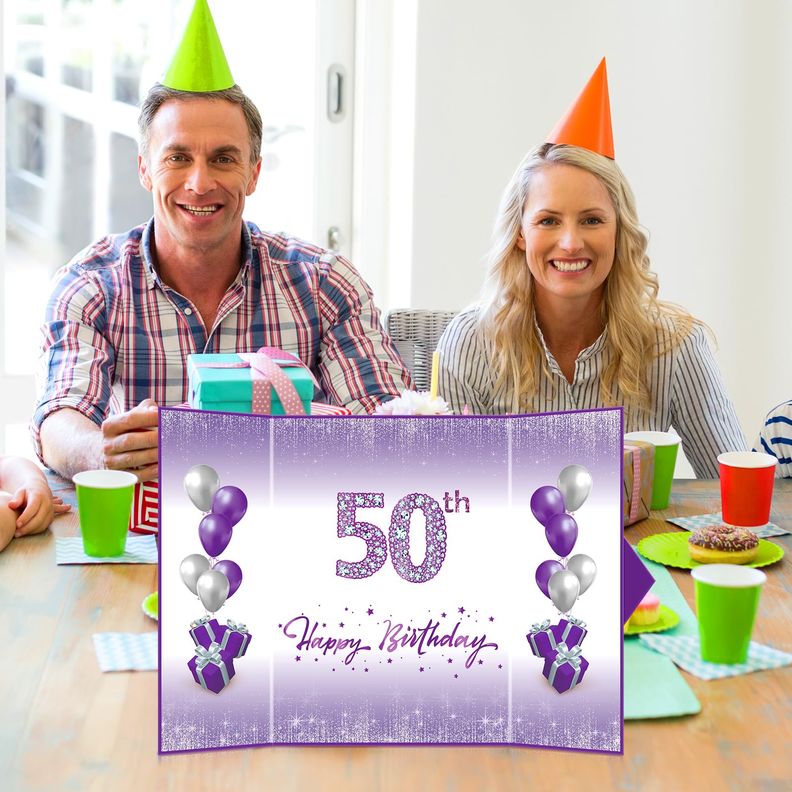 Purple & Silver 50th Birthday Decorations for Women - Unique Guest Book Alternative, Party Supplies & Gifts for 50th Anniversary Celebrations - Perfect for Milestone Birthday Parties, Retirement Celebrations & Special Occasions
