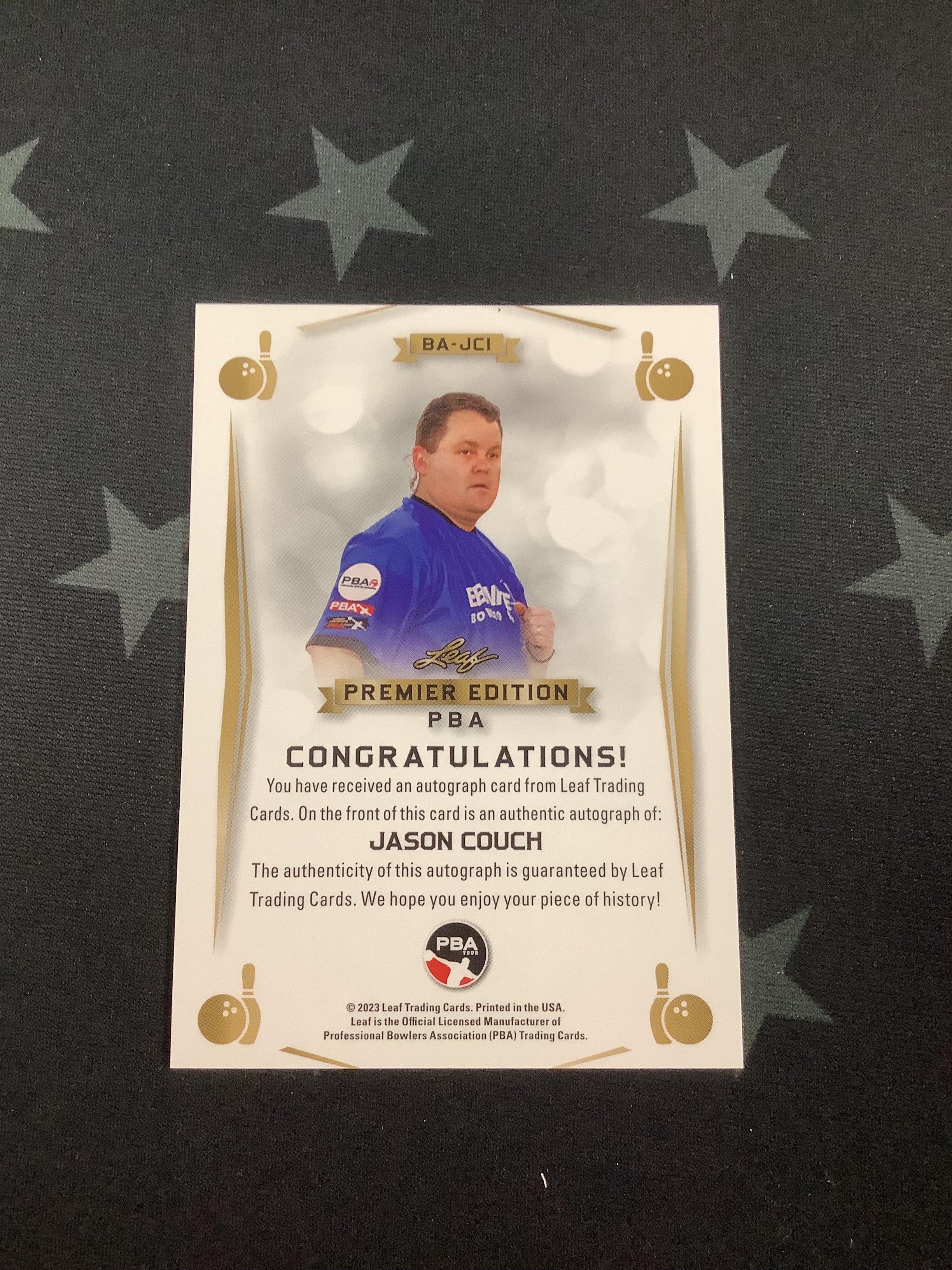 2023 LEAF PREMIER EDITION PBA JASON COUCH BASE AUTO #BA JCI - Authentic Collectible Trading Card for Sports Memorabilia Enthusiasts - Perfect for Displaying in Your Home or Office Collection