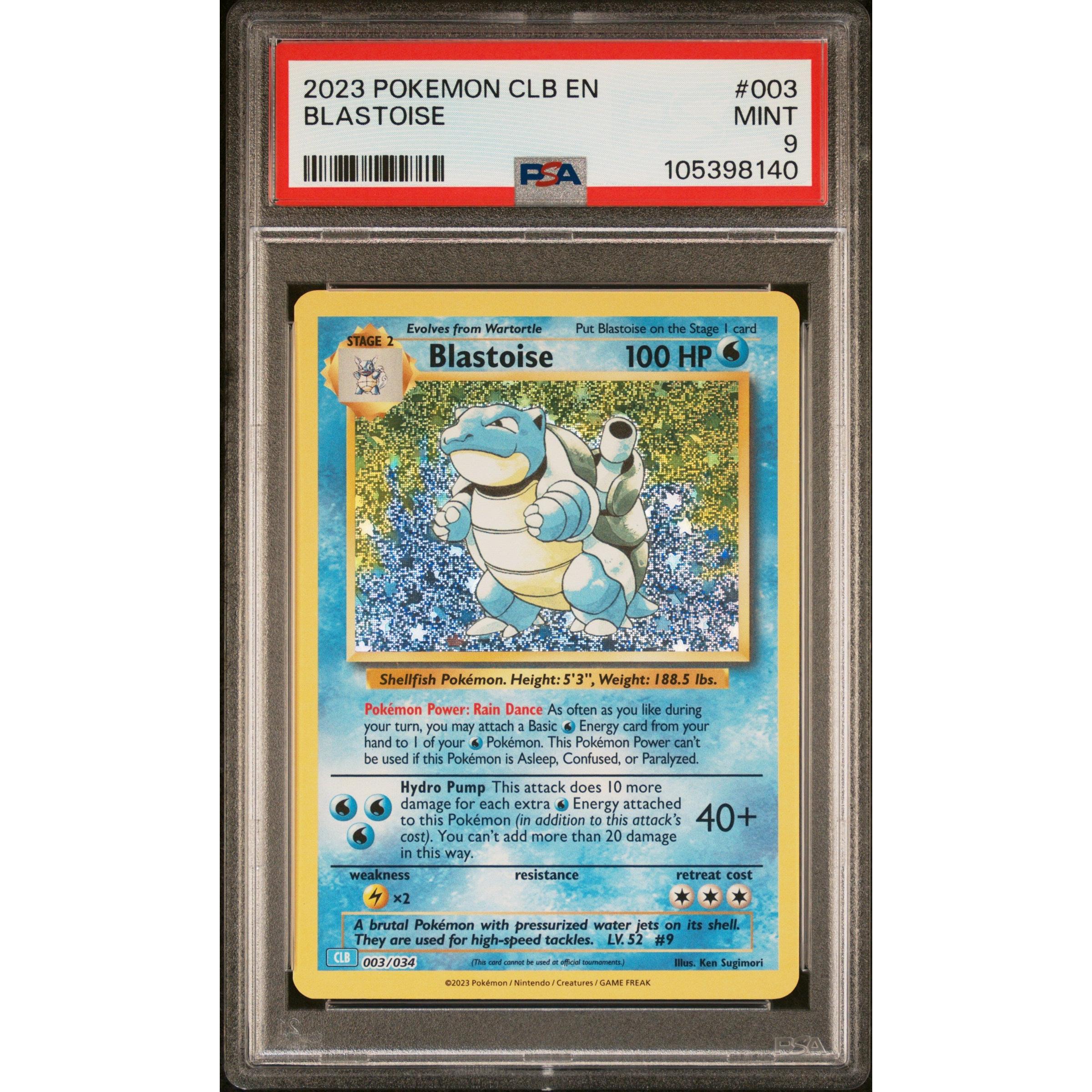 2023 Pokemon Classic Collection Blastoise Holo 003/034 PSA 9 Graded Card - Rare Collectible for Trading Card Game Enthusiasts | Perfect for Display, Investment & Competitive Play
