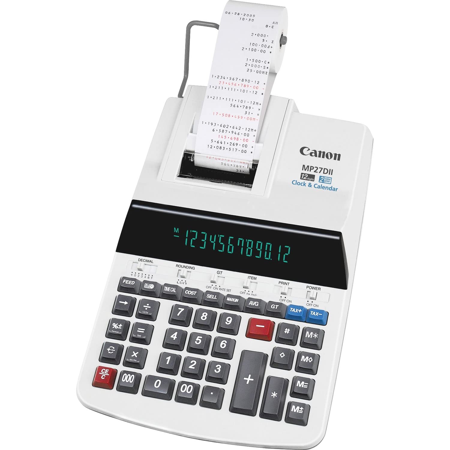 Canon MP27DII Desktop Printing Calculator - 12-Digit LCD Display, High-Speed Printing, Dual Power - Perfect for Office Accounting, Retail POS & Small Business Bookkeeping