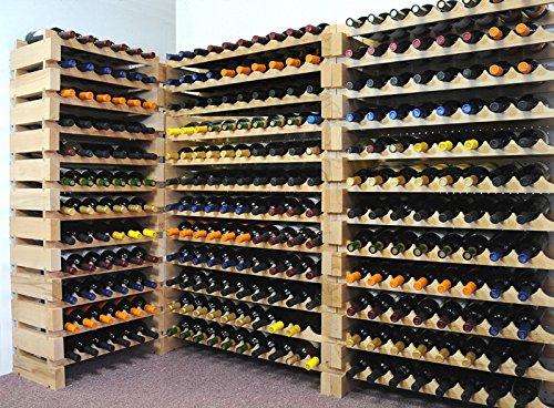 Modular Wine Rack - Beechwood Storage for 48 to 144 Bottles (12 Bottles Across, 12 Rows) - New Improved Design - Perfect for Home Cellars, Restaurants & Wine Collectors