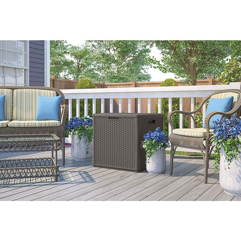 Suncast 60 Gallon Outdoor Weather-Resistant Hard Plastic Storage Deck Box with Handles & Lid - Perfect for Patio, Garden, Shed Organization (Stoney Gray) | Ideal for Storing Cushions, Pool Toys & Outdoor Gear