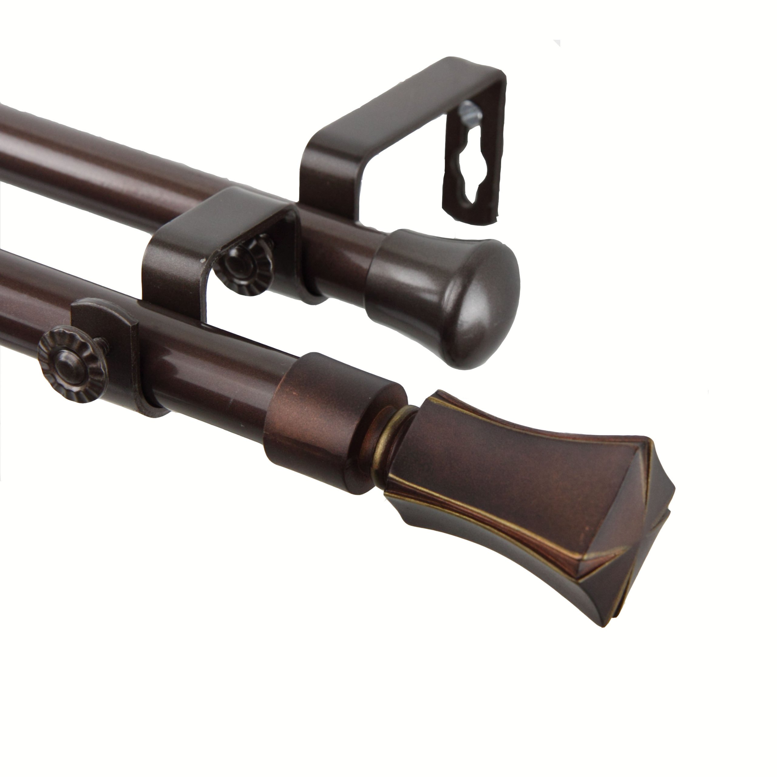 Double Curtain Rod 66-120 Inch - Adjustable Pillar Rod Decor for Windows - Cocoa Brown - Perfect for Living Room, Bedroom & Dorm Window Treatments