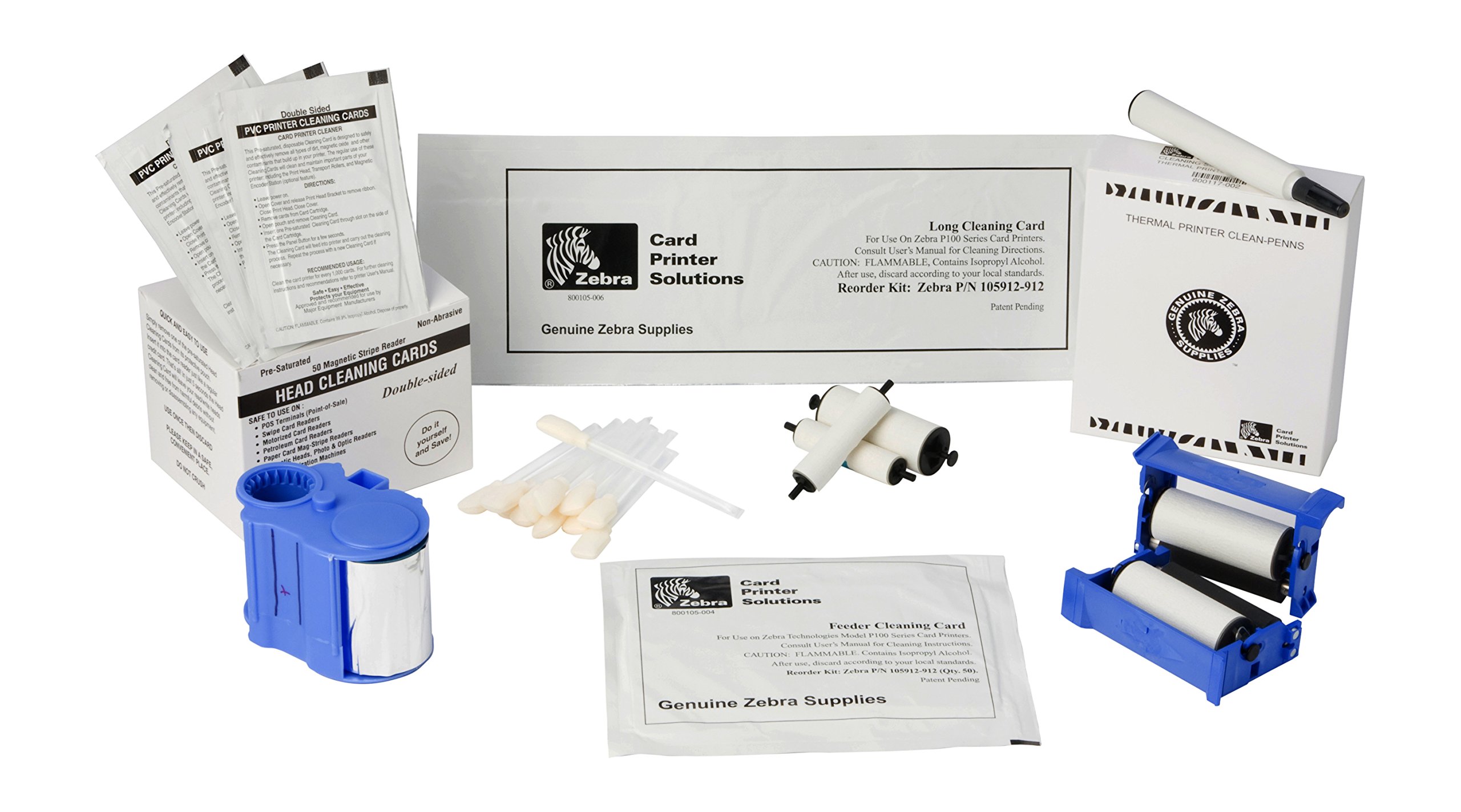 Zebra ZXP Series 7 Card Printer Cleaning Kit (105999-704) - Premium Cleaning Cards & Swabs for Optimal Printer Performance - Perfect for Office, ID Card & Security Badge Printing Maintenance