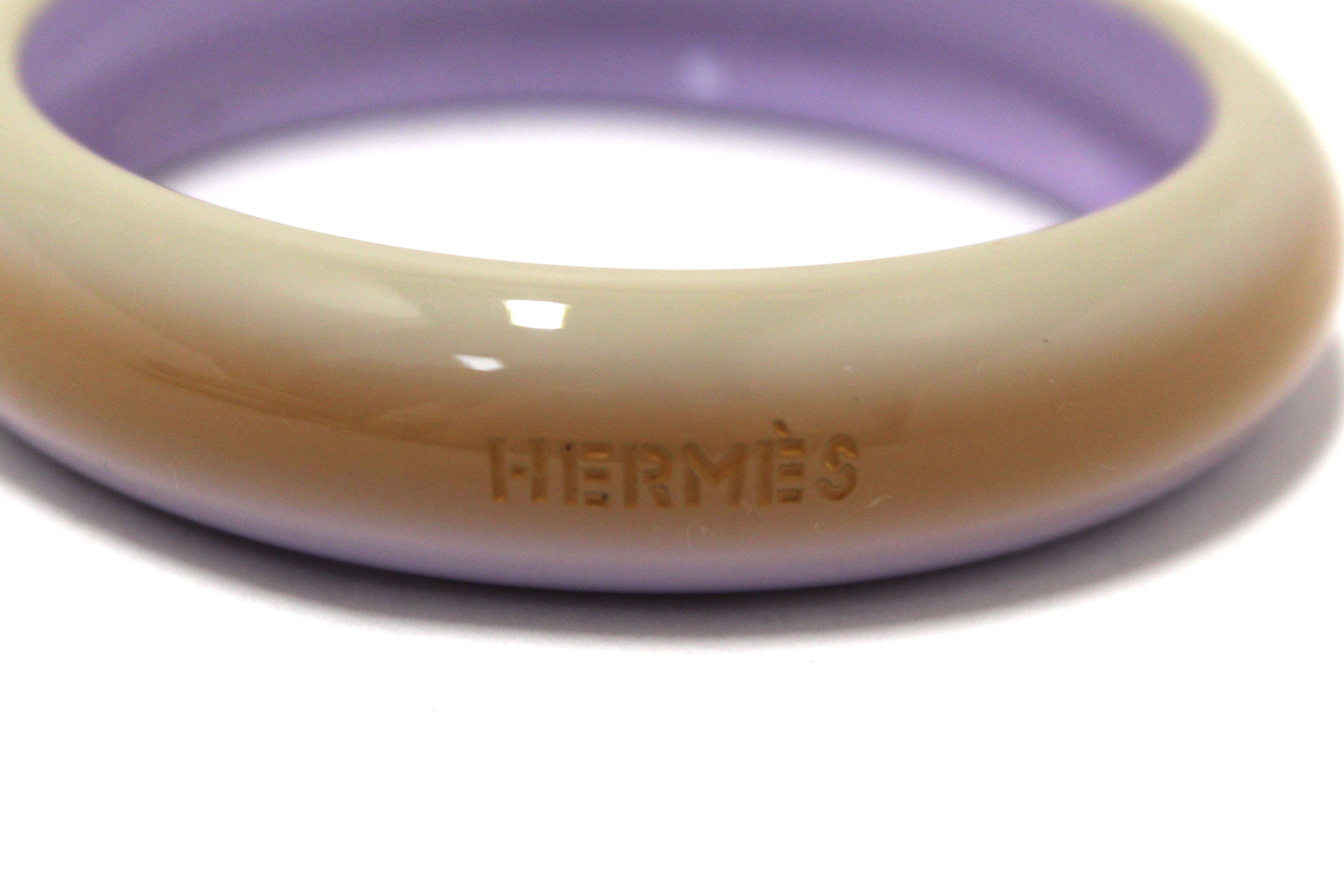 Authentic Hermes Lacquered Wood Fusion Lilac Bangle Bracelet for Women | Luxury Fashion Jewelry Gift for Her | Perfect for Parties, Weddings & Special Occasions