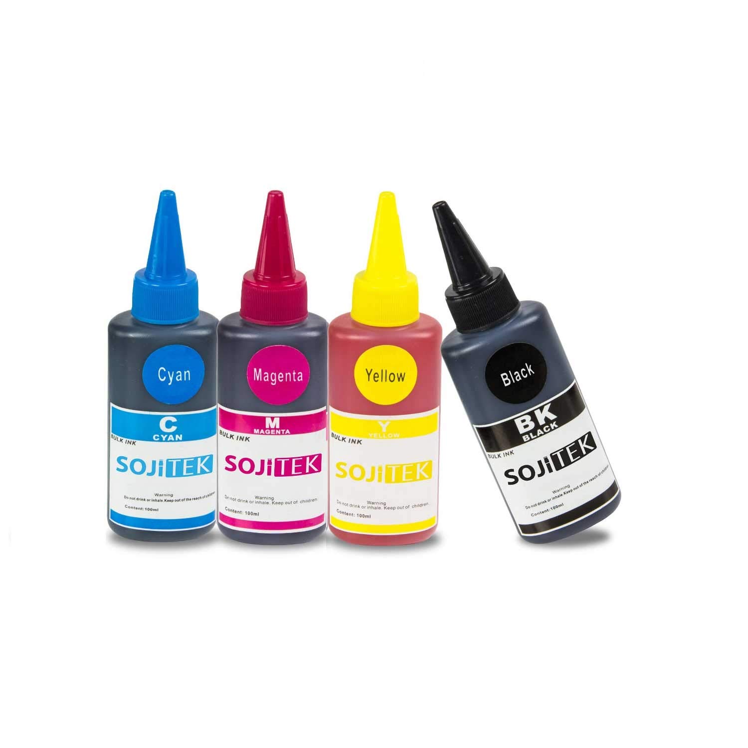 SOJITEK 4 Colors (4 x 100ml) Refill Ink Set - Black, Cyan, Magenta, Yellow for Home Copier & Home Copier Plus Printer | Ideal for Home Office Printing, School Projects & Small Business Documents