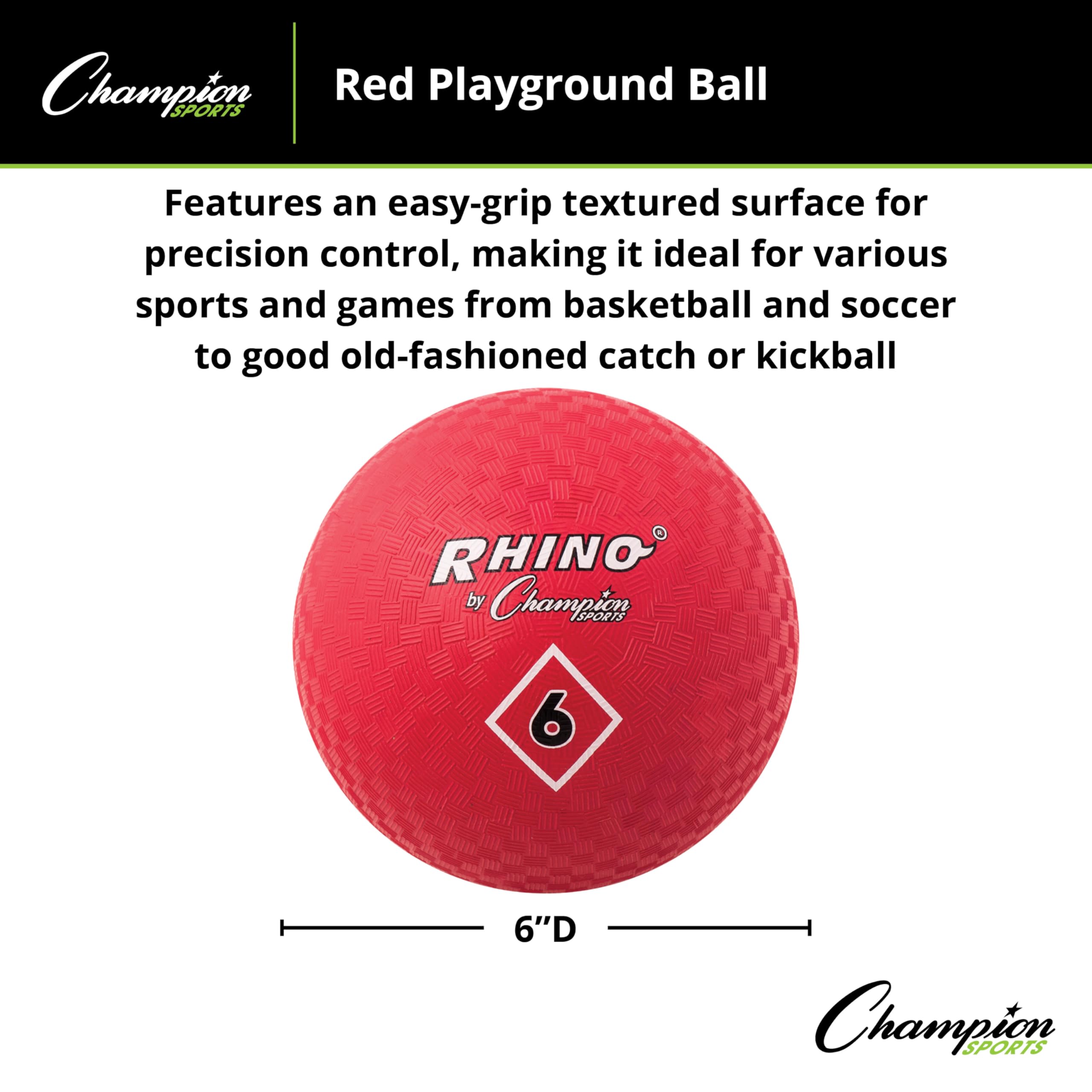 Champion Sports Playground Ball - Official Size & Weight for Kids & Adults - Durable Rubber Kickball for School, Gym Class & Outdoor Games - Perfect for Dodgeball, Kickball & Recess Activities