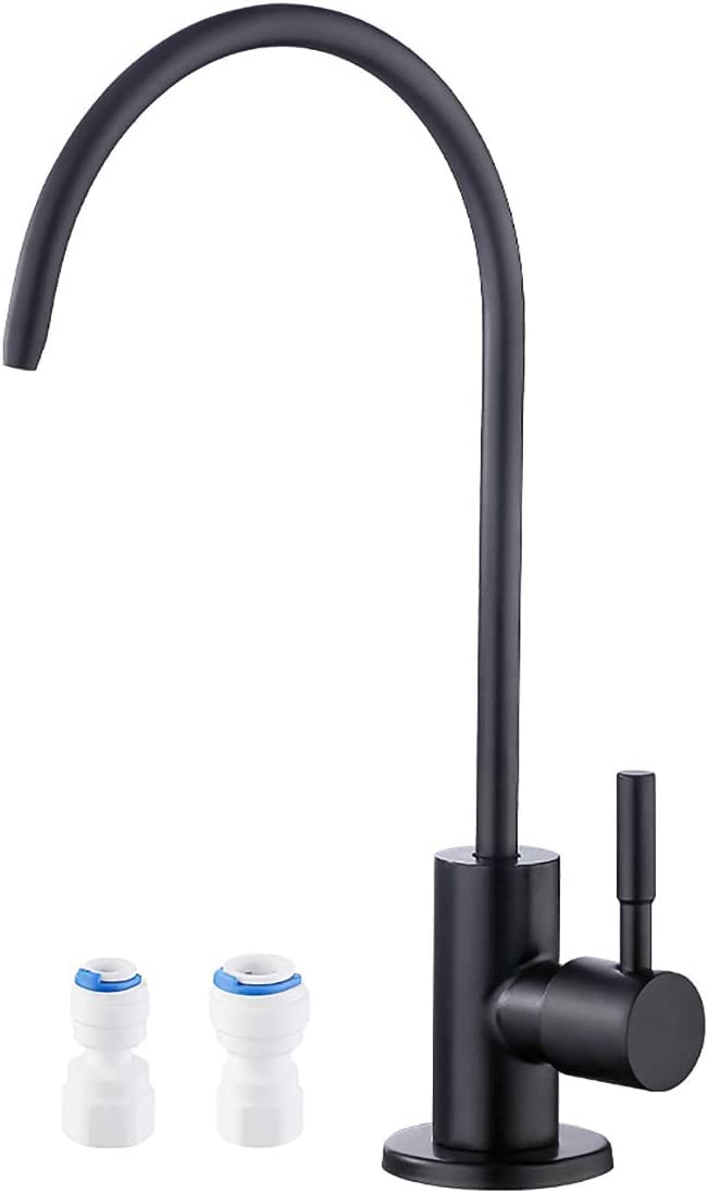 Aquieen SS 304 Kitchen RO Water Tap with Connecting Hose, Cold Water Provision, Black Finish for Modern Home Kitchens
