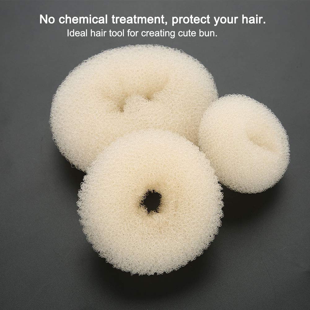 3-Piece Donut Bun Maker Set for Women - Large, Medium & Small Ring Bun Shapers (White) | Perfect for Updos, Chignons & Messy Buns - Salon Quality Hair Styling Tool for Everyday & Special Occasions