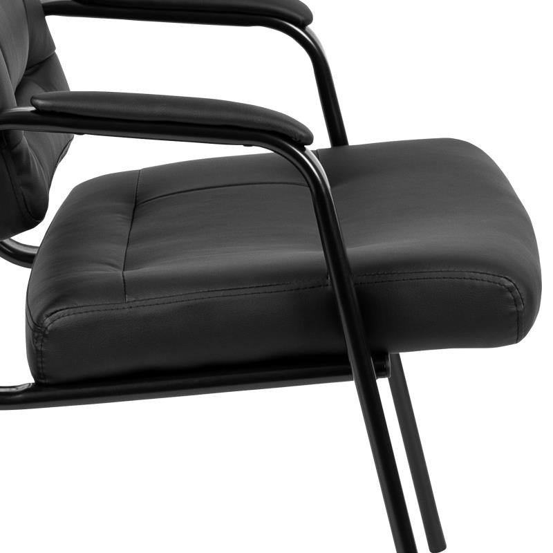 BIFMA Certified Black Leather Executive Reception Chair with Metal Frame - Premium Office Furniture for Reception Areas, Waiting Rooms & Conference Rooms