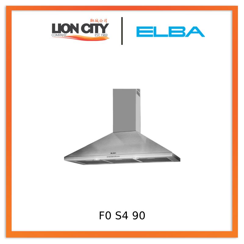 ELBA F0 S4 90cm Stainless Steel Chimney Range Hood - Powerful Kitchen Ventilation for Smoke & Odor Removal - Perfect for Modern Home Cooking