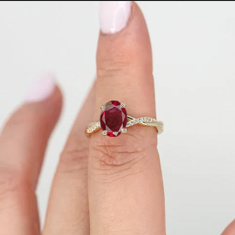 Genuine Red Rose Natural Ruby Dainty Handcrafted Ring – Elegant Jewelry for Weddings, Anniversaries & Romantic Gifts