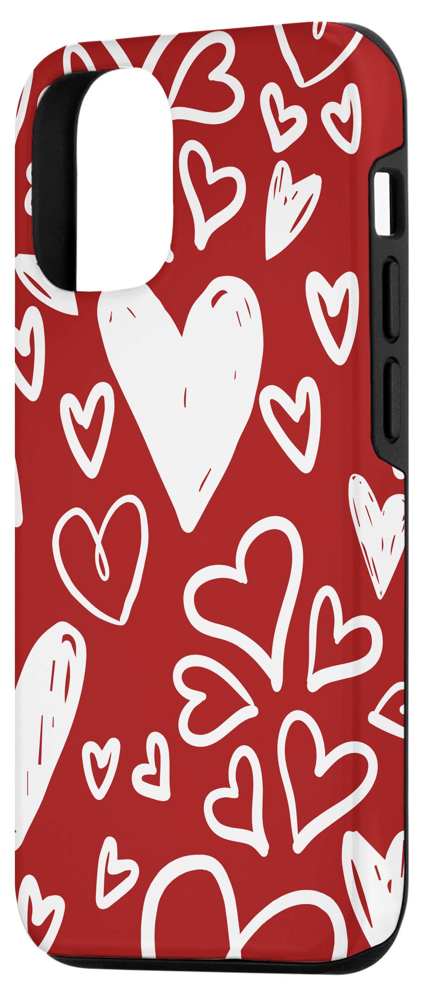iPhone 12/12 Pro Case - Maroon Red with Heart Patterns, Valentine's Day Gift for Her | Perfect for Romantic Occasions & Everyday Use