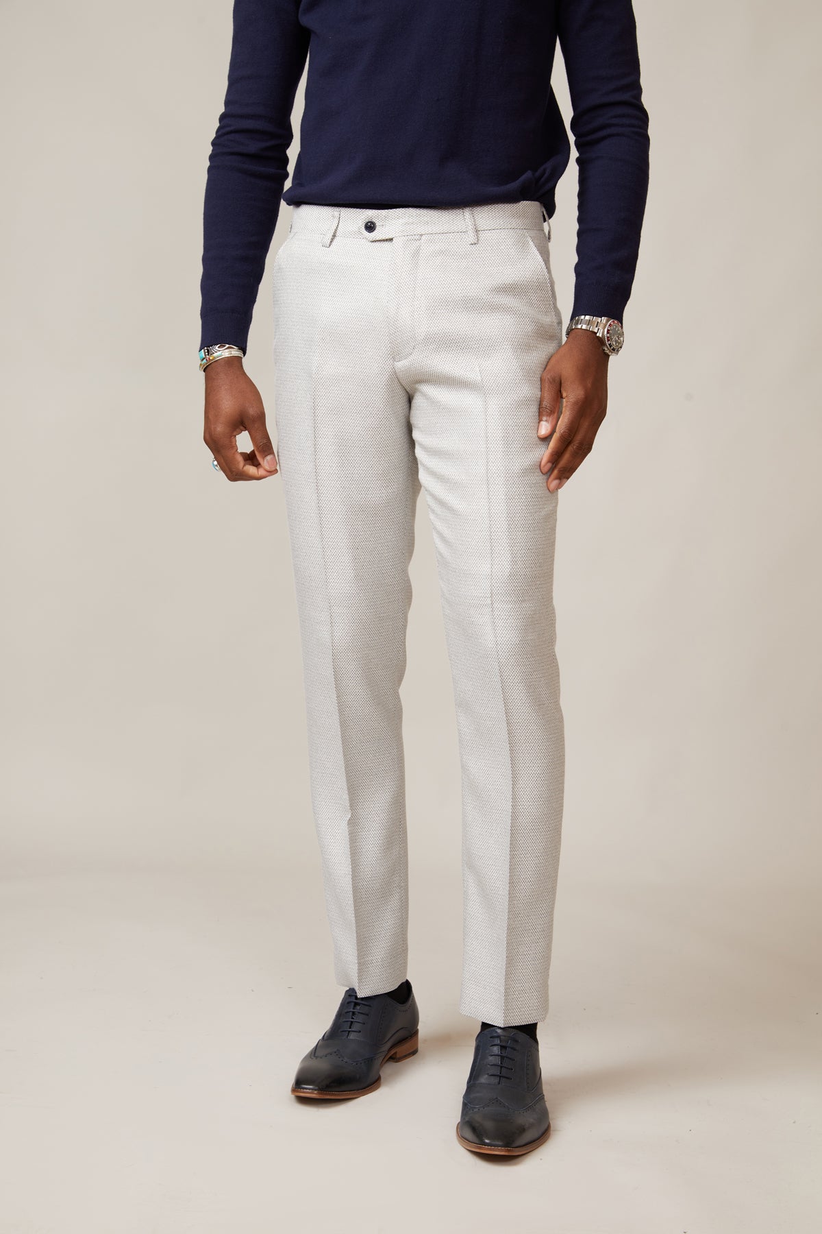 RONALD Stone Tailored Trousers for Men - Slim Fit Dress Pants for Business & Office Wear - Premium Stretch Comfort for Professional Style