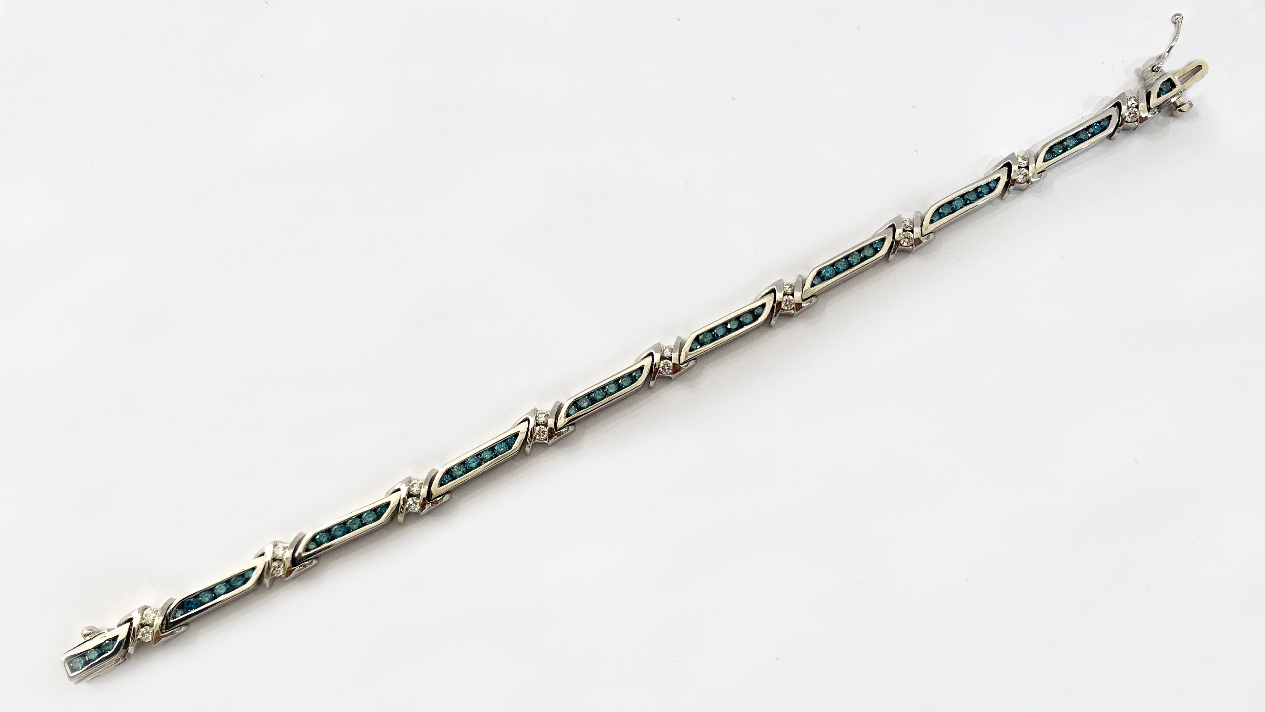 14K White Gold Blue Diamond Bracelet for Women - Elegant Tennis Bracelet for Wedding, Anniversary & Special Occasions - Perfect Gift for Her