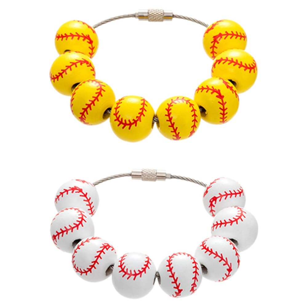 Tovmekdjn Wooden Sports Charms for Jewelry Making - Natural Wood Beads Accessories for Simply Southern Bracelets & Beach Tote Bags - Yellow DIY Craft Beads for Athletes, Sports Fans & Summer Outings