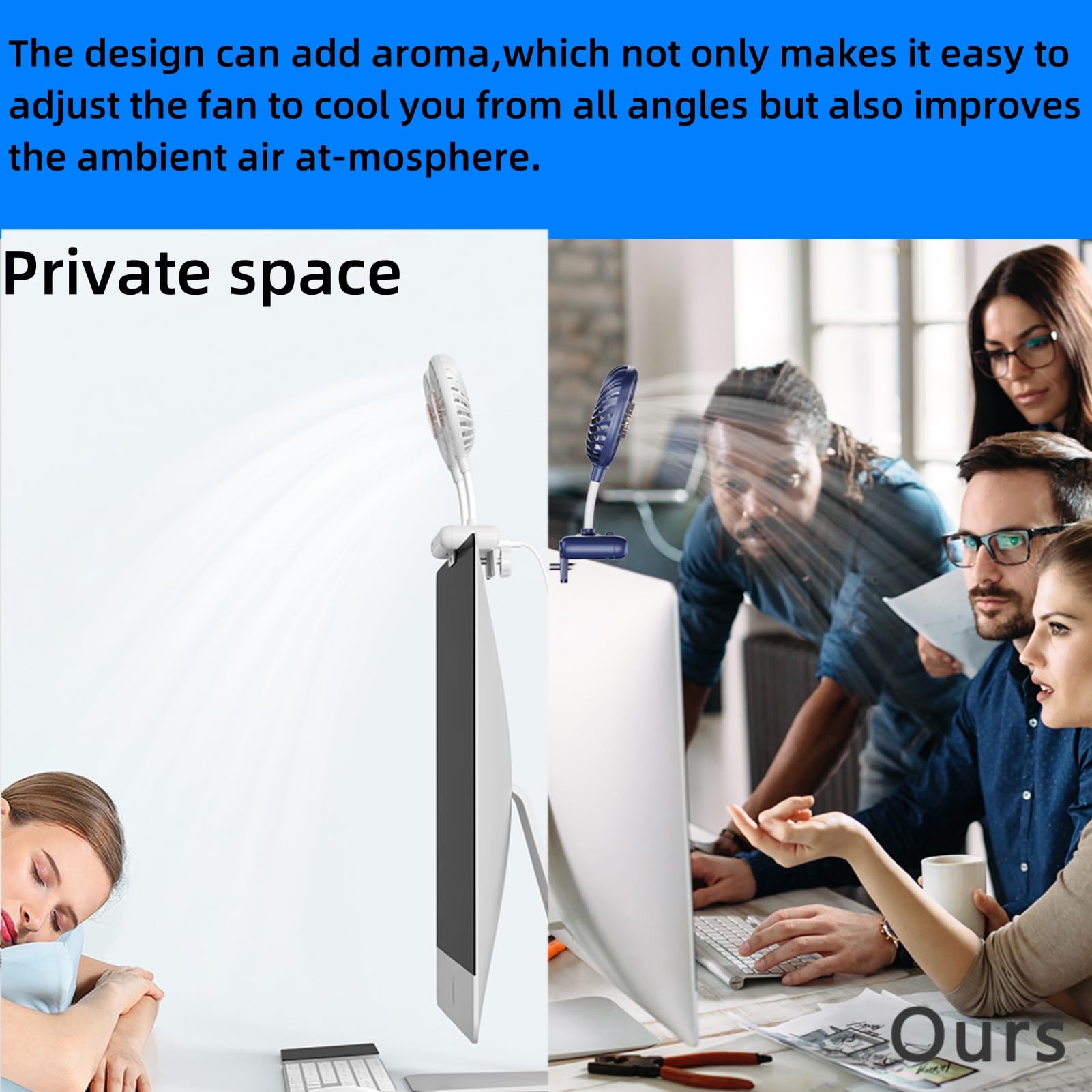 Binguowang 3-in-1 Clip-On Monitor Fan with Eye-Care LED Light & Aroma Diffuser - Portable Cooling Desk Fan, Adjustable Lighting, Quiet Breeze for Office, Gaming, Home & Workspace - Perfect for Computer Desks, Study Rooms & Bedside (Dark Green)