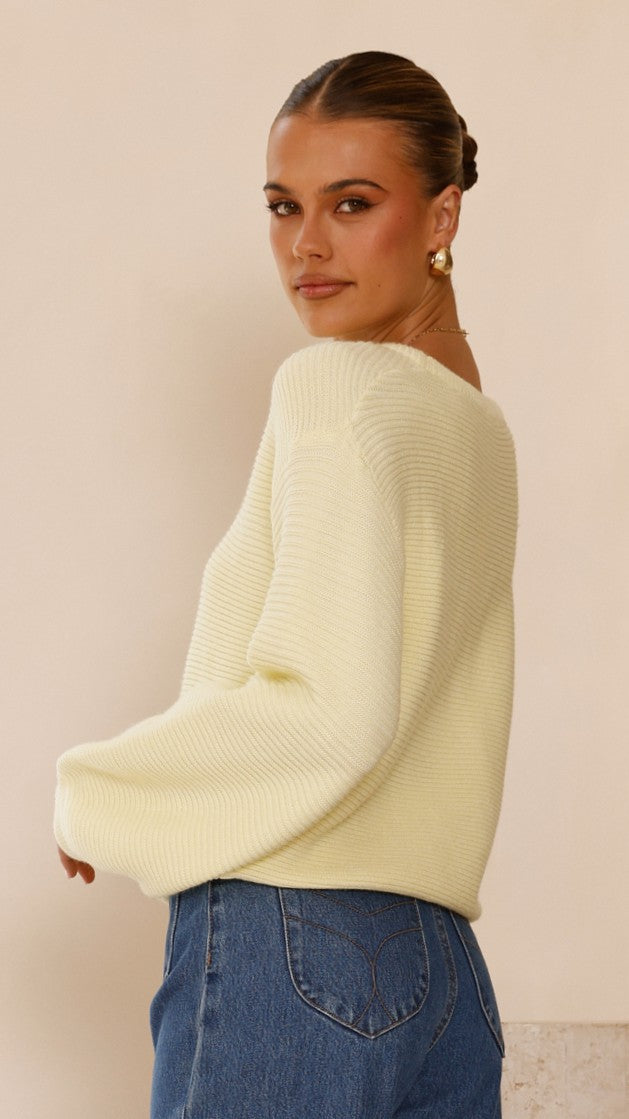 Carmel Knit Sweater in Yellow - Cozy & Stylish Women's Pullover for Fall & Winter Fashion | Perfect for Casual Outings & Layering