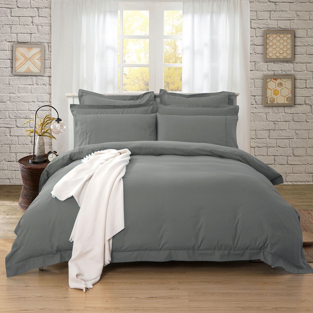 Premium 1000TC Queen Size Quilt Cover Set - Soft & Breathable Charcoal Gray Duvet Cover | Perfect for Master Bedroom, Guest Room & Luxury Hotels