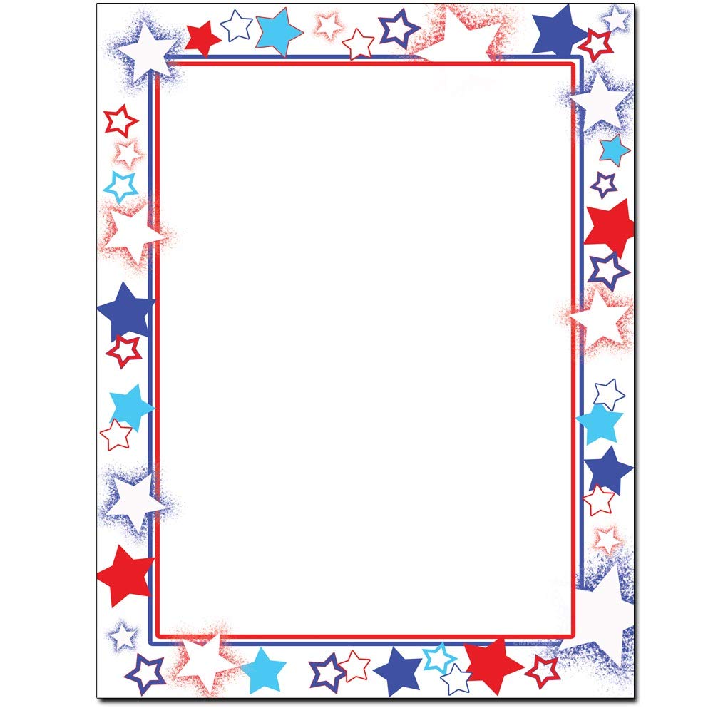 Patriotic Stars Letterhead Paper - 25 Sheets for Laser & Inkjet Printers - Perfect for 4th of July, Memorial Day & Patriotic Events Invitations, Certificates & Business Stationery