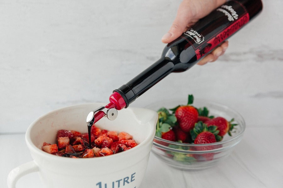 Premium Strawberry Dark Balsamic Vinegar - Aged Italian Glaze for Salads, Desserts & Cheese Platters | Gourmet Cooking & Gift Idea