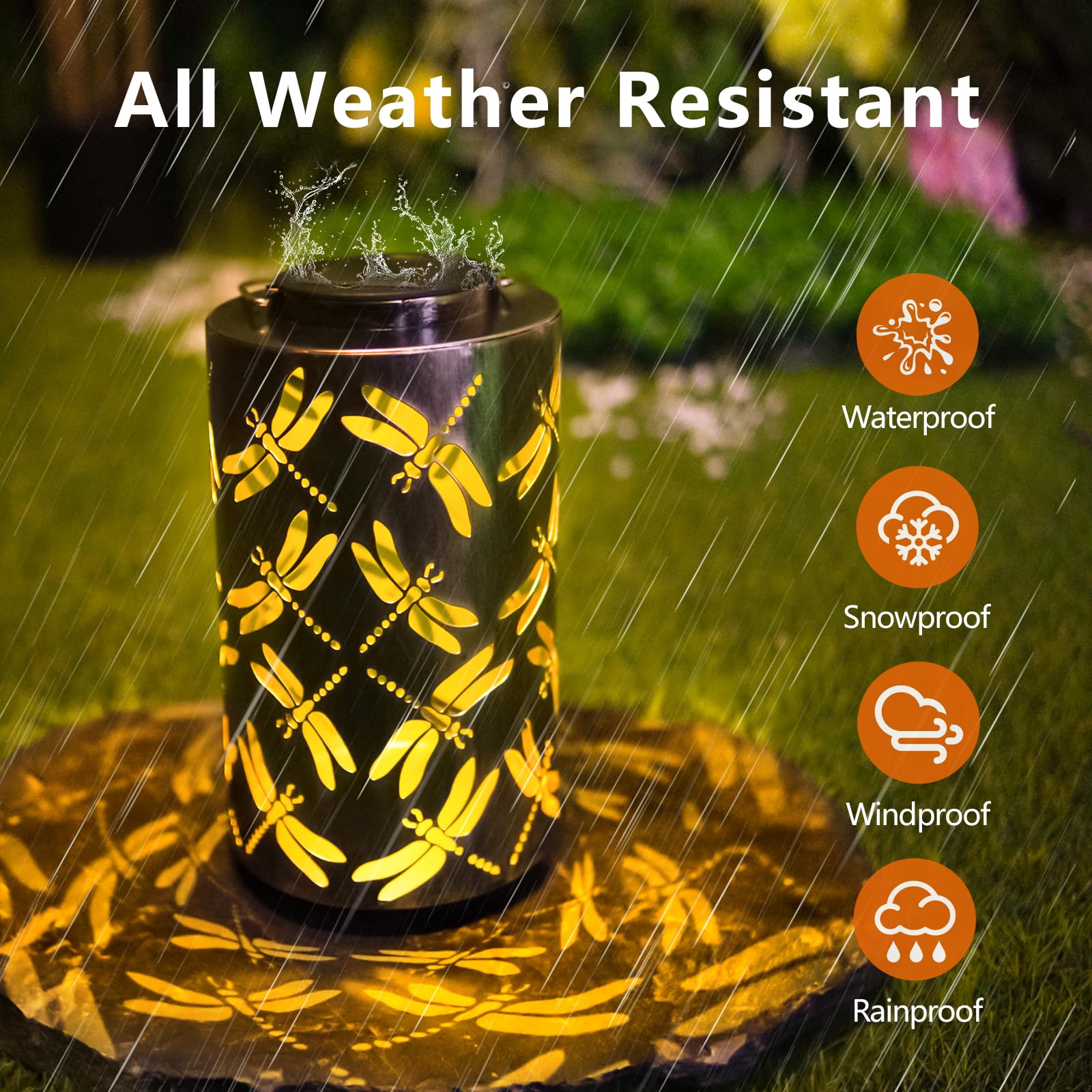 Solar Powered Outdoor Hanging Lanterns - Waterproof Metal Dragonfly Decorative Lights for Garden, Patio, Yard, Backyard - Perfect Gift for Mom, Grandma & Women - Ideal for Evening Gatherings, Romantic Dinners & Holiday Decorations