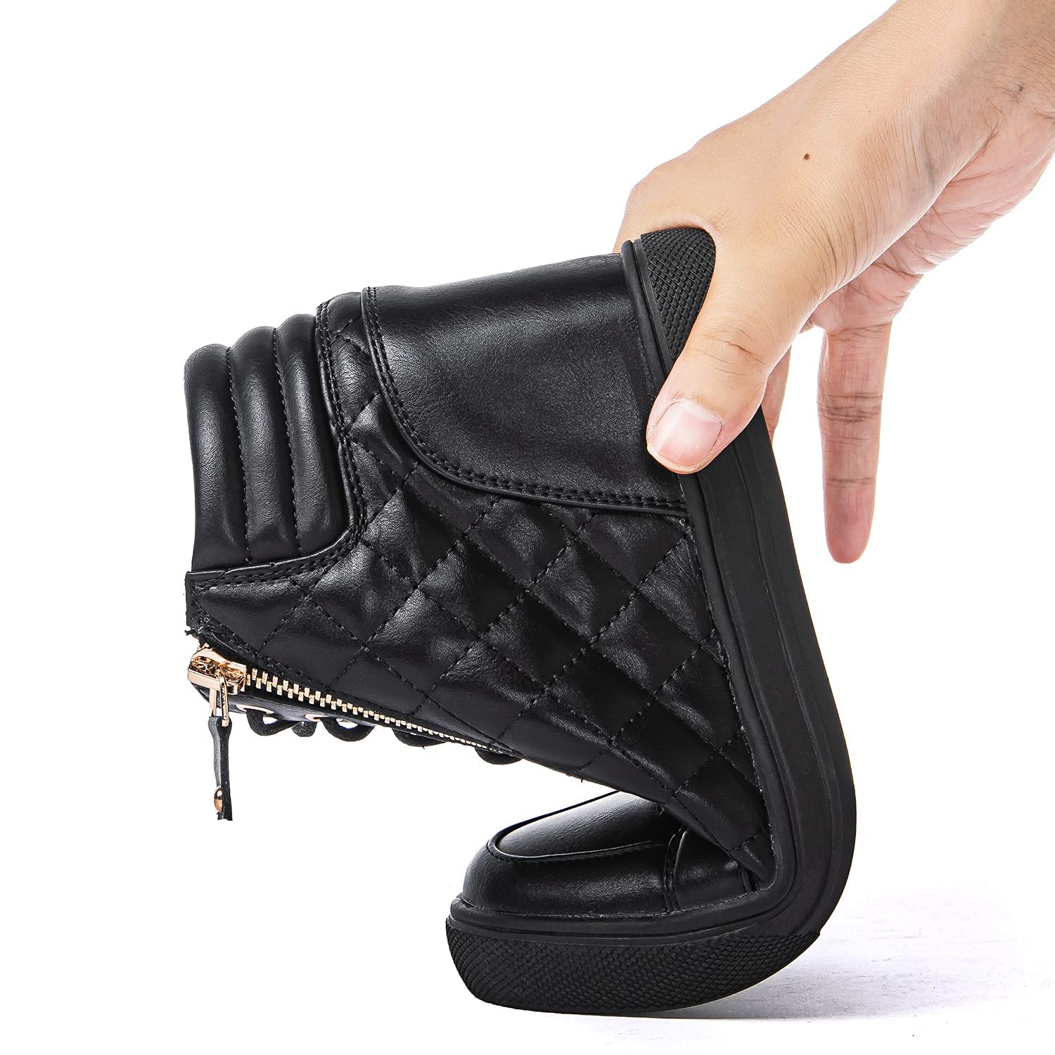 GLOBALWIN Women's Fashion Ankle Boots Wedge Sneakers - Comfortable Casual Shoes for Walking, Work & Everyday Wear
