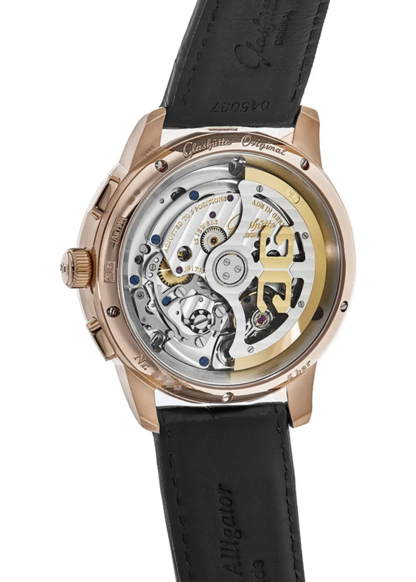 Glashutte Original Senator Chronograph Panorama Date Men's Watch - 18K Red Gold Luxury Timepiece for Business & Formal Events