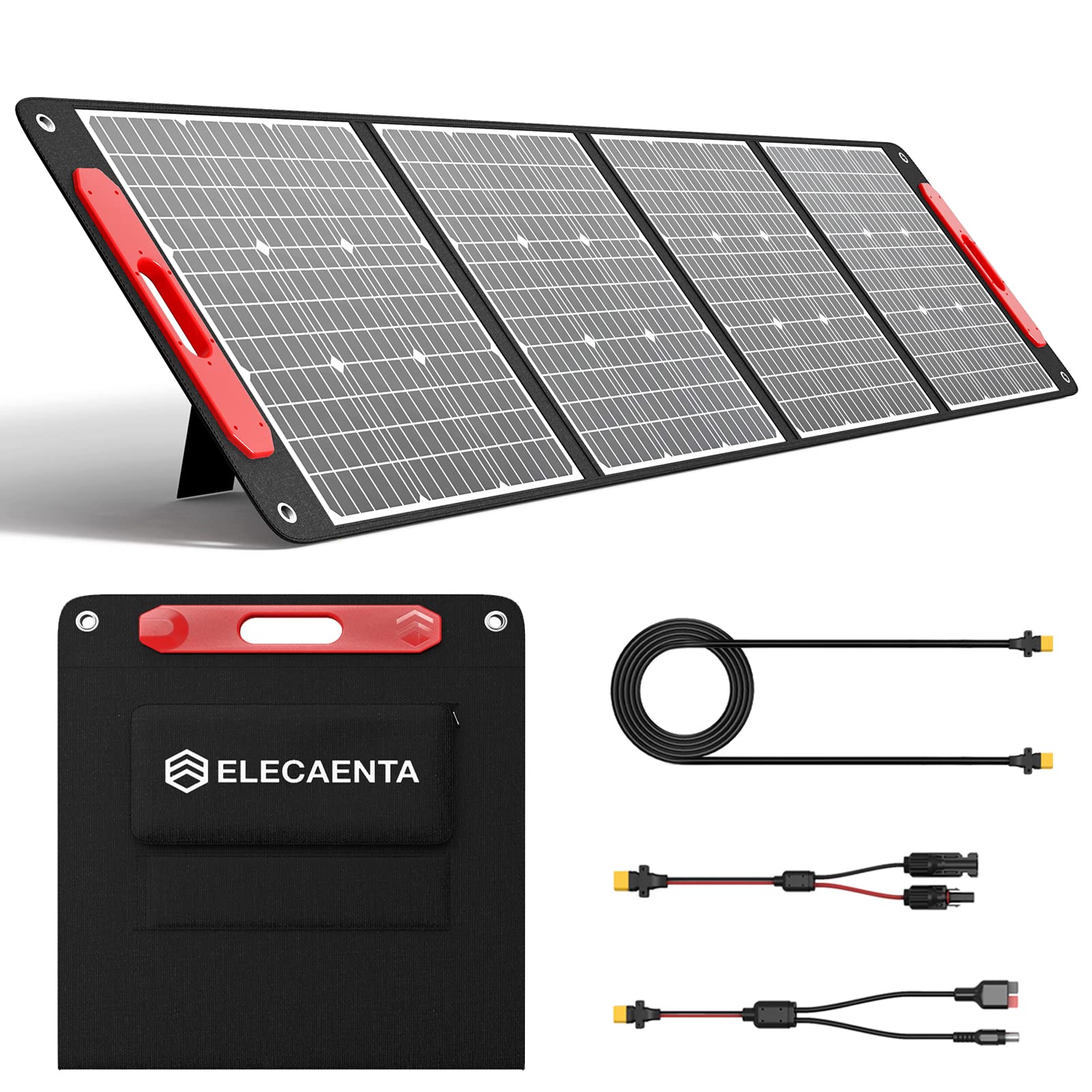 ELECAENTA 200W Portable Solar Panel for Power Station - 25% High Efficiency Monocrystalline Solar Charger (2024 4th Gen) - Ultra Lightweight 12lbs - Perfect for RV Camping, Off Grid Living & Outdoor Adventures