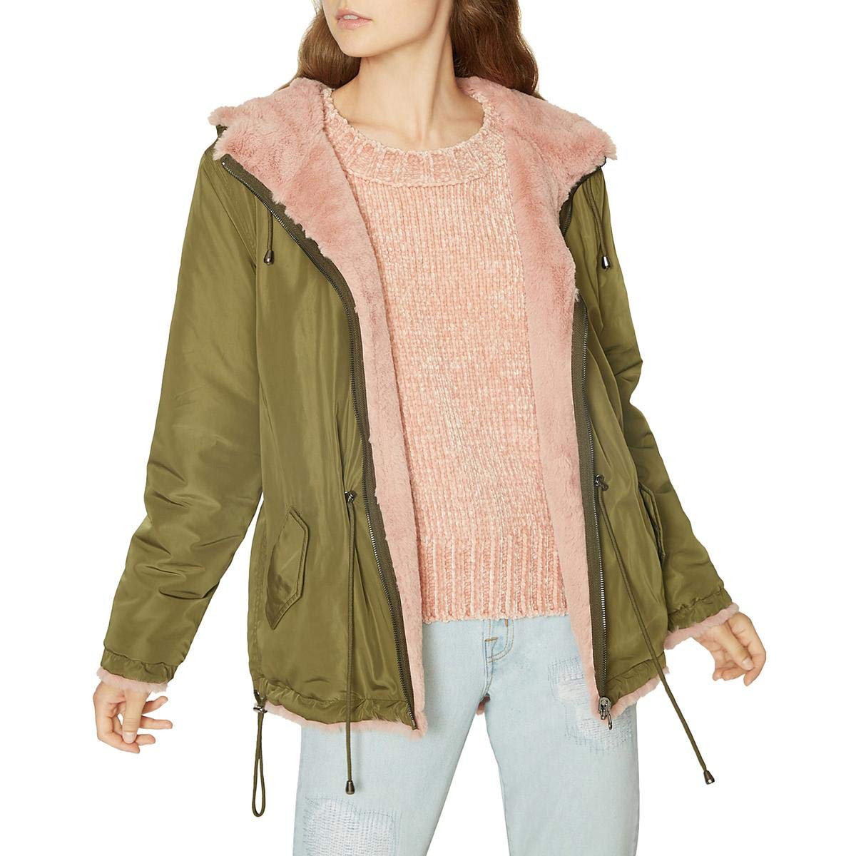 Sanctuary Clothing Women's Reversible Parka Coat - Green, Small | Waterproof Winter Jacket for Outdoor Activities & Casual Wear