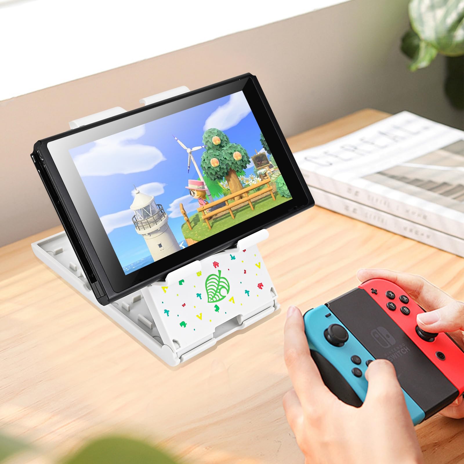 DLseego Adjustable & Portable Playstand for Nintendo Switch/Switch Lite/Switch OLED - Foldable Holder with Playing Card Slot & Non-Slip Base - Perfect for Gaming on the Go, Travel, and Multiplayer Sessions