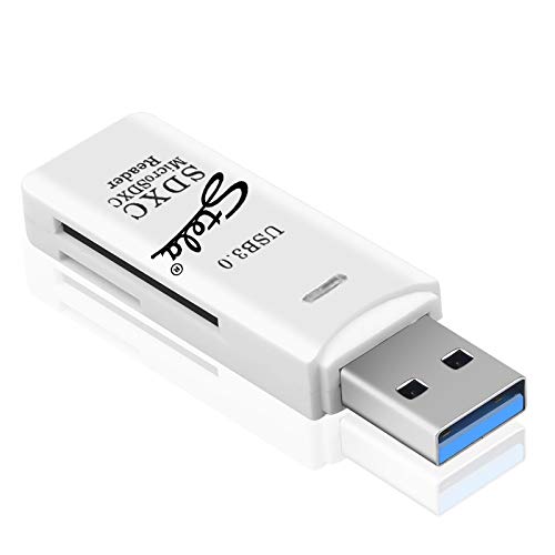 Stela USB 3.0 SD/Micro SD/TF Card Reader - OTG Memory Card Adapter for Laptop, PC & Smartphones - Fast Data Transfer - Compatible with Windows/Mac/Android - Perfect for Photographers, Content Creators & Tech Enthusiasts (White)