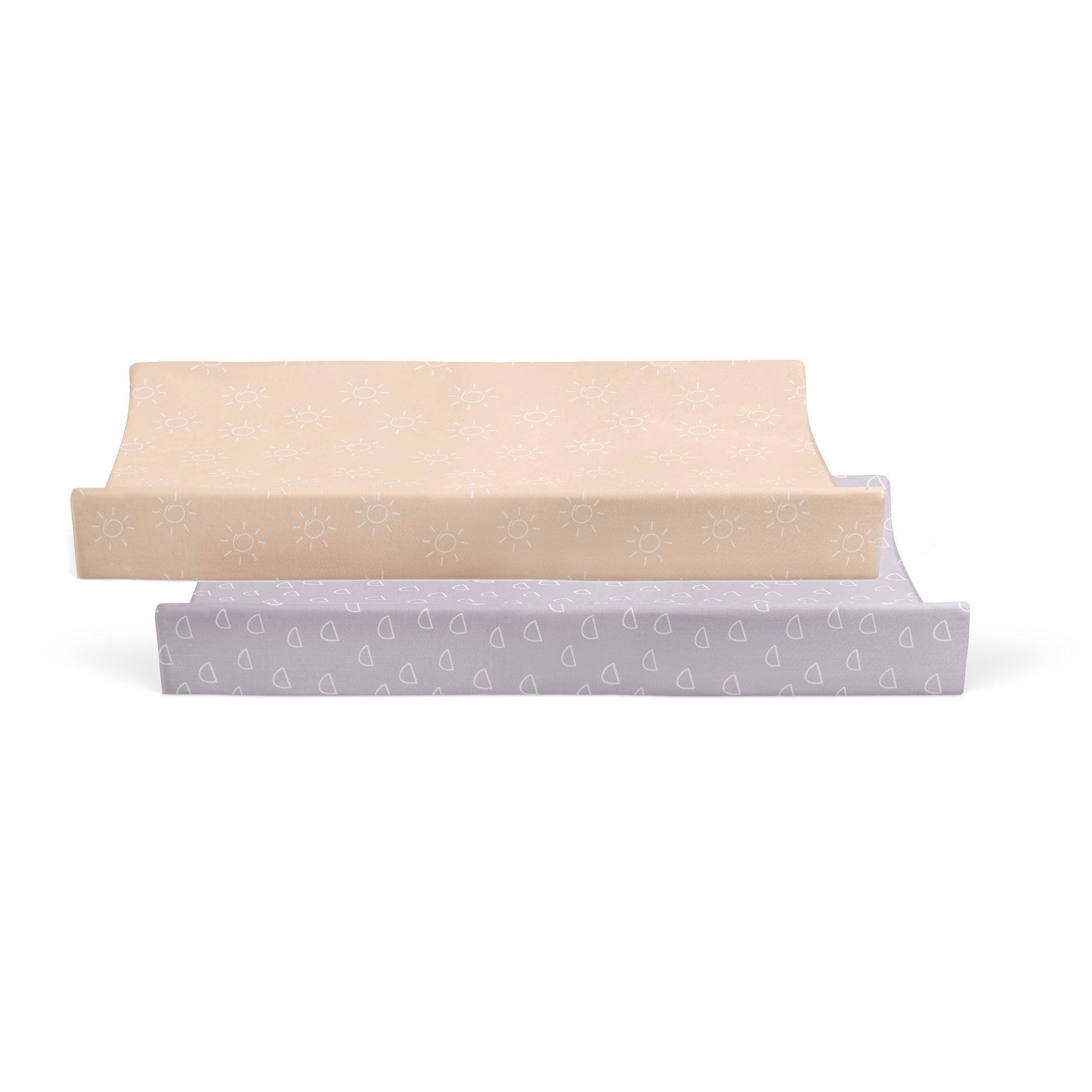 Nordic Style 2-Pack Waterproof Changing Pad Covers - Soft Peach & Lilac Colors for Baby Nursery, Daycare & Travel Use
