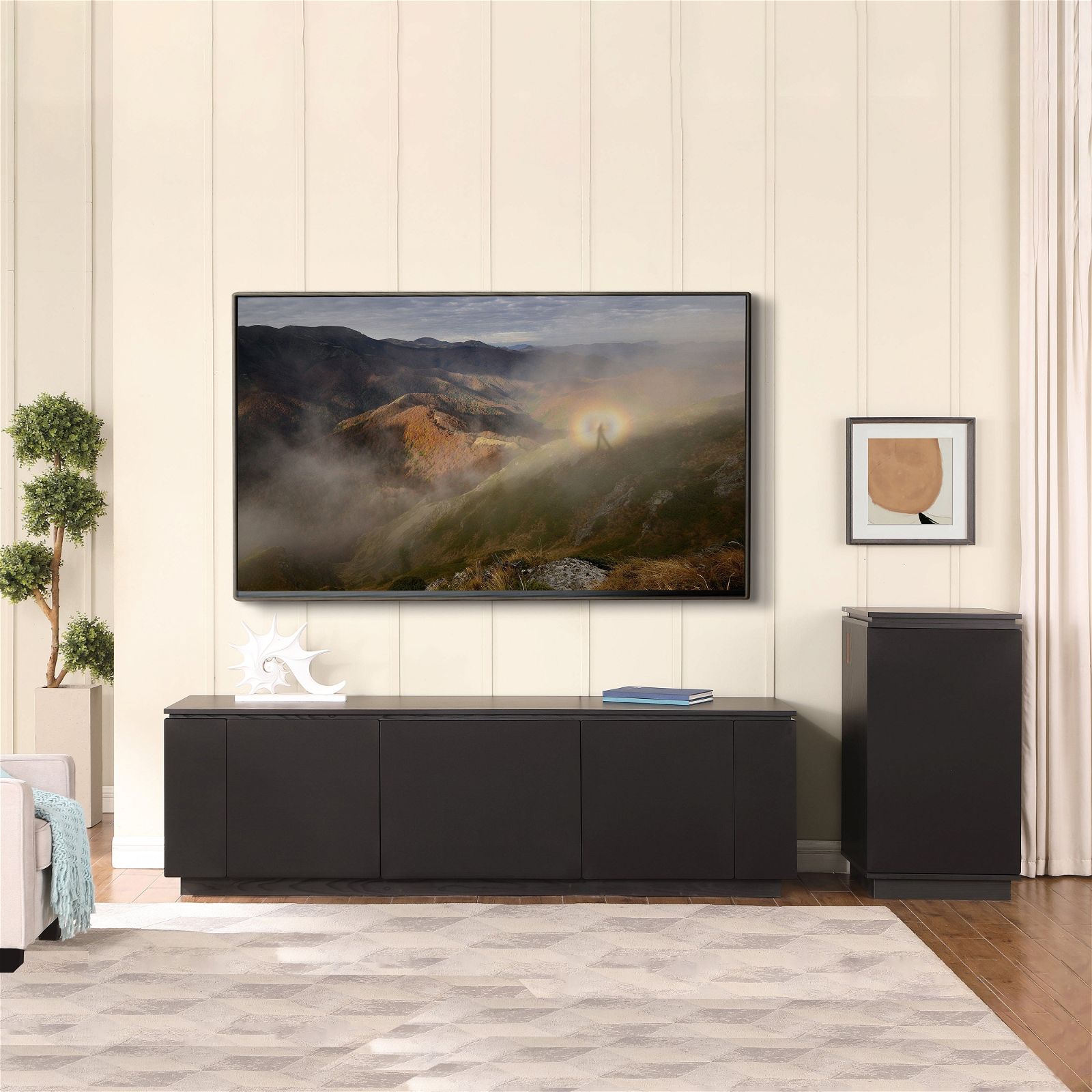 Tauris Broadway 2250BLK TV Stand Entertainment Center - Modern TV Console for Living Room, Bedroom & Home Theater