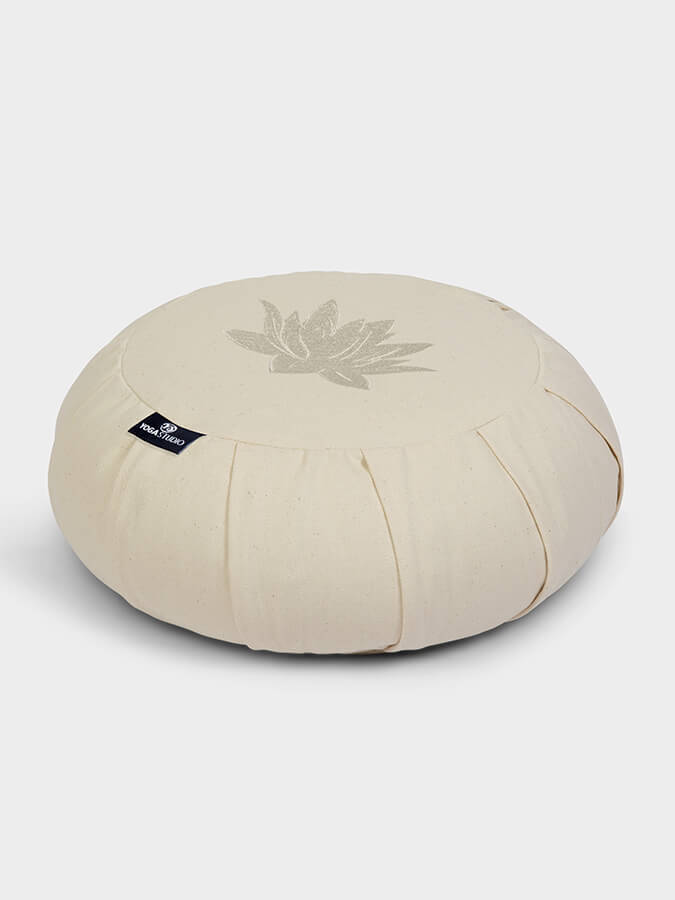 Organic Cotton Round Lotus Zafu Buckwheat Meditation Cushion - GOTS Certified for Yoga, Zen Meditation & Home Decor - Eco-Friendly & Comfortable Support for Mindful Practices