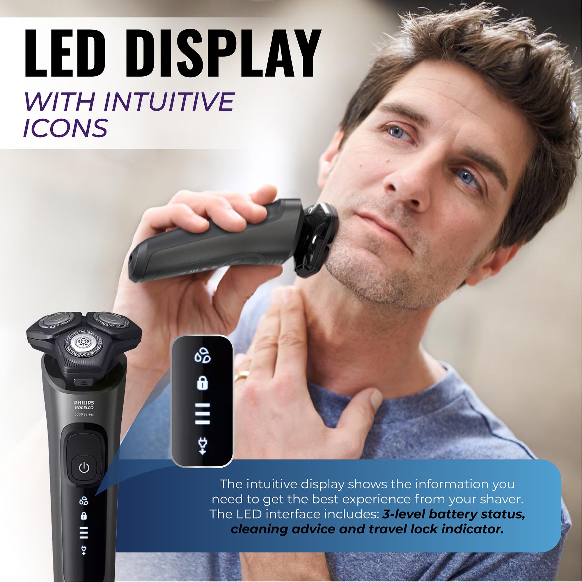 Philips Electric Shavers for Men - Rechargeable Wet/Dry Shaver with SenseIQ Technology, Cordless Razor with Pop-up Trimmer & Travel Case | Smooth Shaving for Home, Office & Travel Grooming