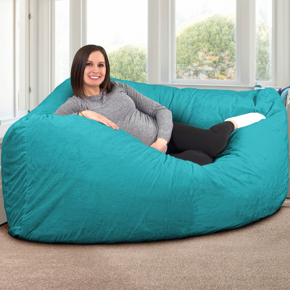 ULTIMATE SACK Oversized Bean Bag Chair for Adults - Teal Suede Lounge Furniture | Perfect for Living Room, Game Room & Dorm Relaxation
