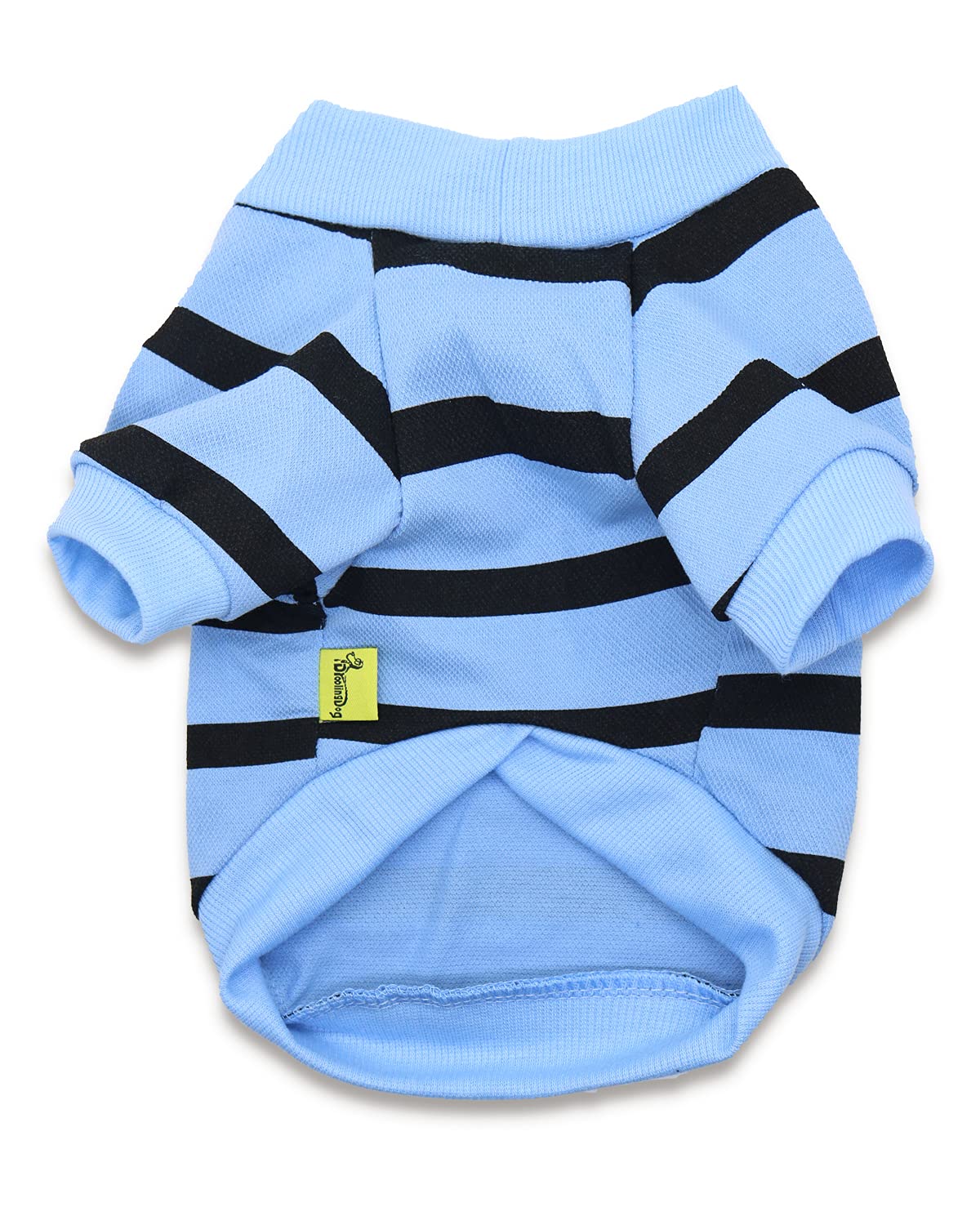 Striped Bulldog Sweater - Medium Dog Clothes for Small to Large Dogs | Blue Pet Jumper for Daily Walks