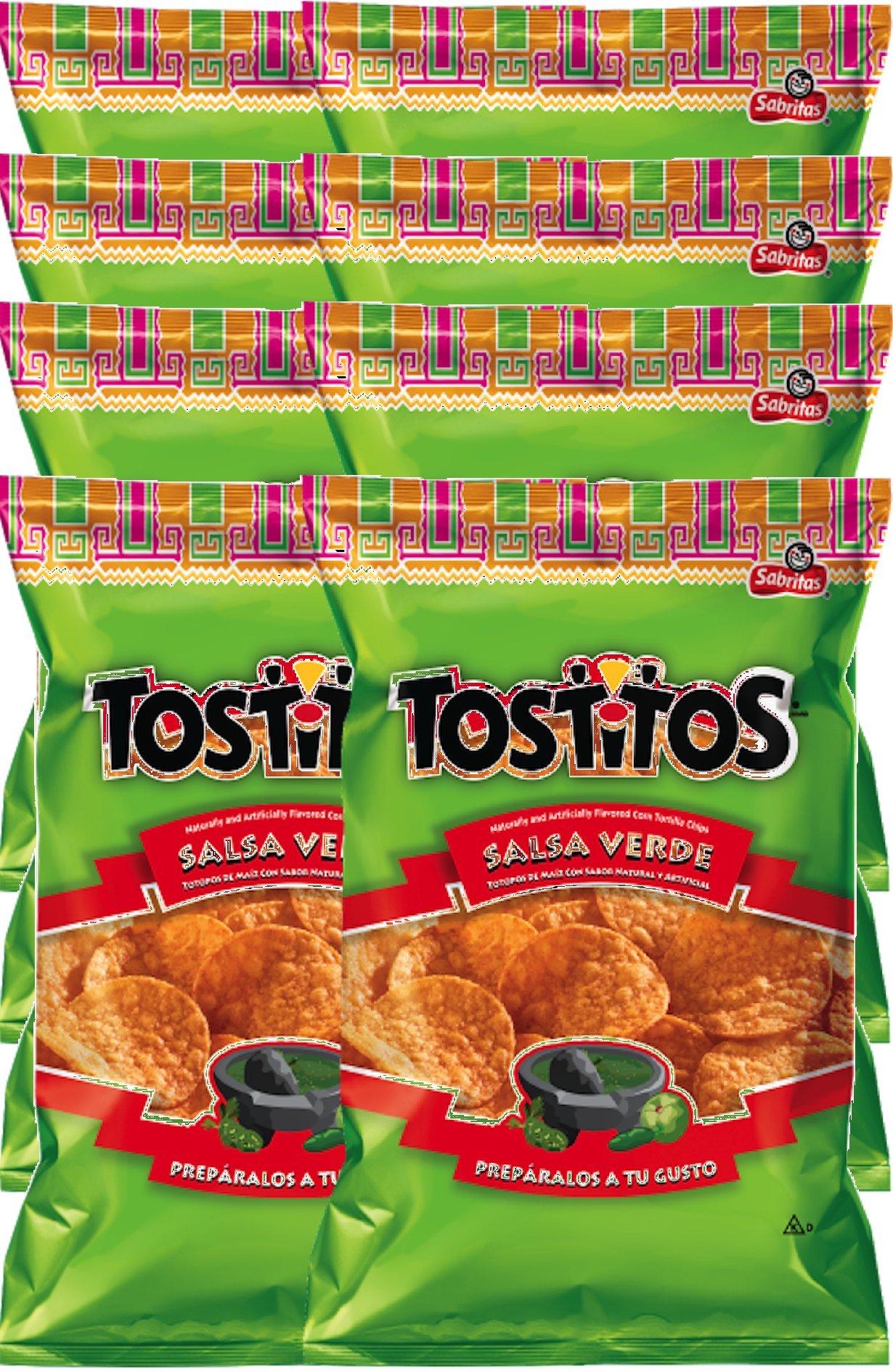 Tostitos Salsa Verde Flavored Tortilla Chips - 12.5 Oz (8 Pack) | Perfect for Dips, College Care Packages, Military Snacks & Sports Events | Crunchy Party Snack for Game Day, Movie Night & Social Gatherings