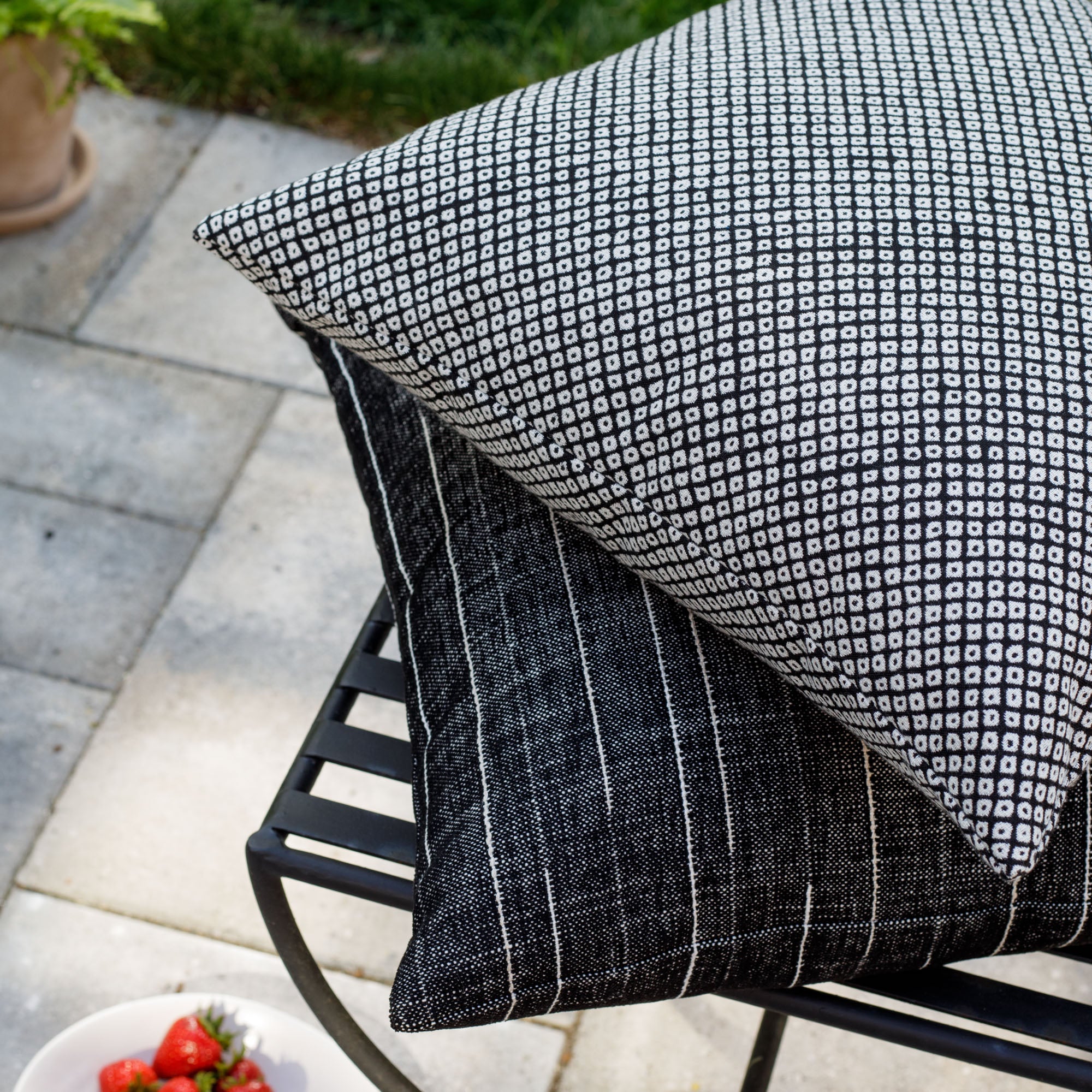 Premium Yuzu 22x22 Outdoor Throw Pillow in Onyx Black - Waterproof & UV Resistant for Patio, Poolside, Garden & Porch Decor
