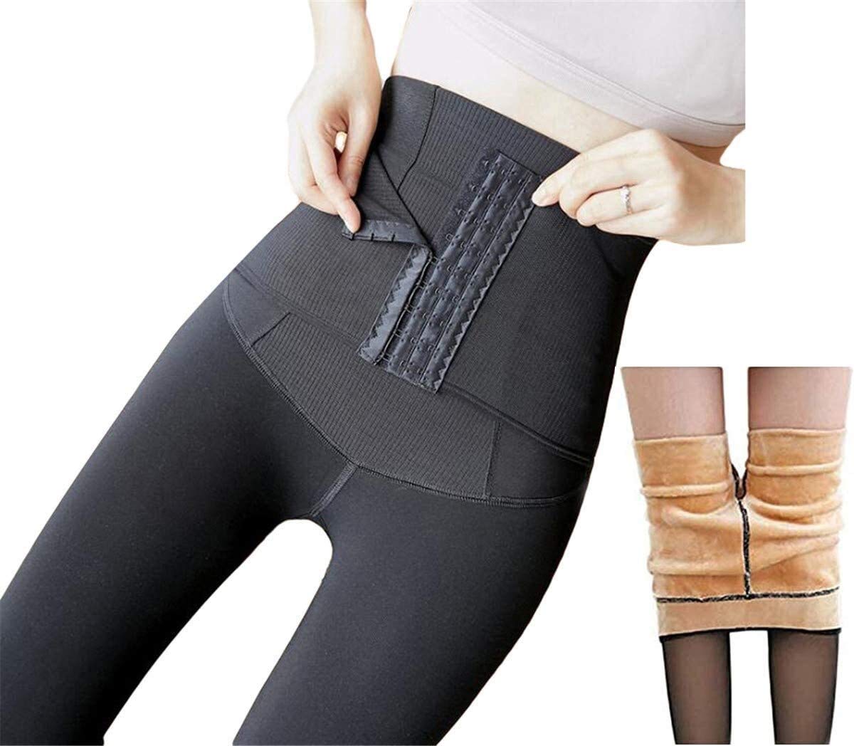 Thermal Fleece Tights for Women - Thick Winter Leggings with Shaping Waistband, Velvet Lined & Translucent Design (Black, 460g) - Perfect for Cold Weather, Layering Under Dresses or Casual Outfits