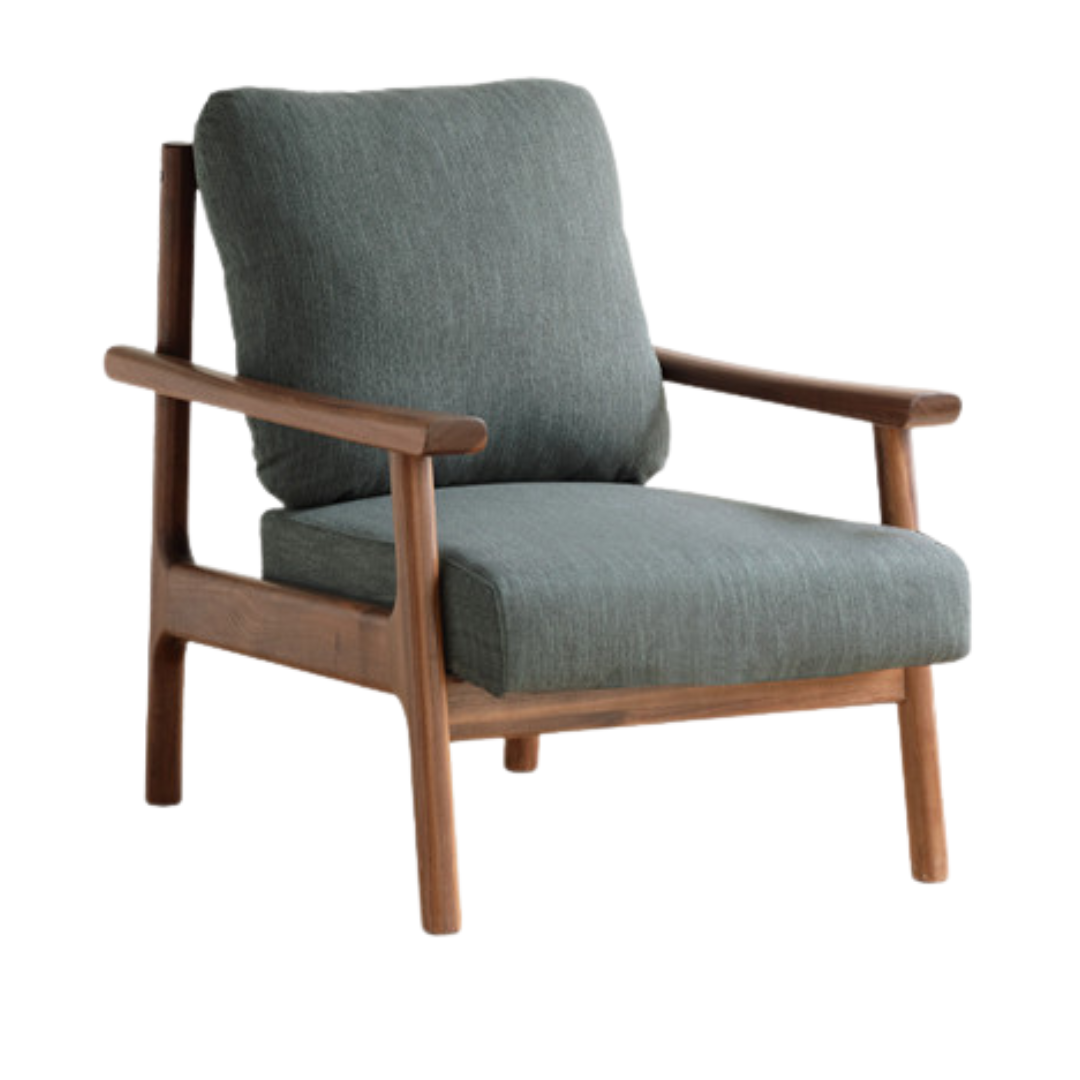 29x34.8x31.4 inch / 74x88x80 сm / black walnut color / dark green single sofa chair