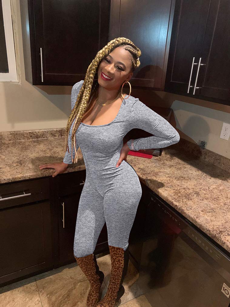 GOKATOSAU Women's Sexy Long Sleeve Bodycon Jumpsuit - Solid Color Clubwear & Party Outfit for Nightlife, Date Night, and Special Occasions