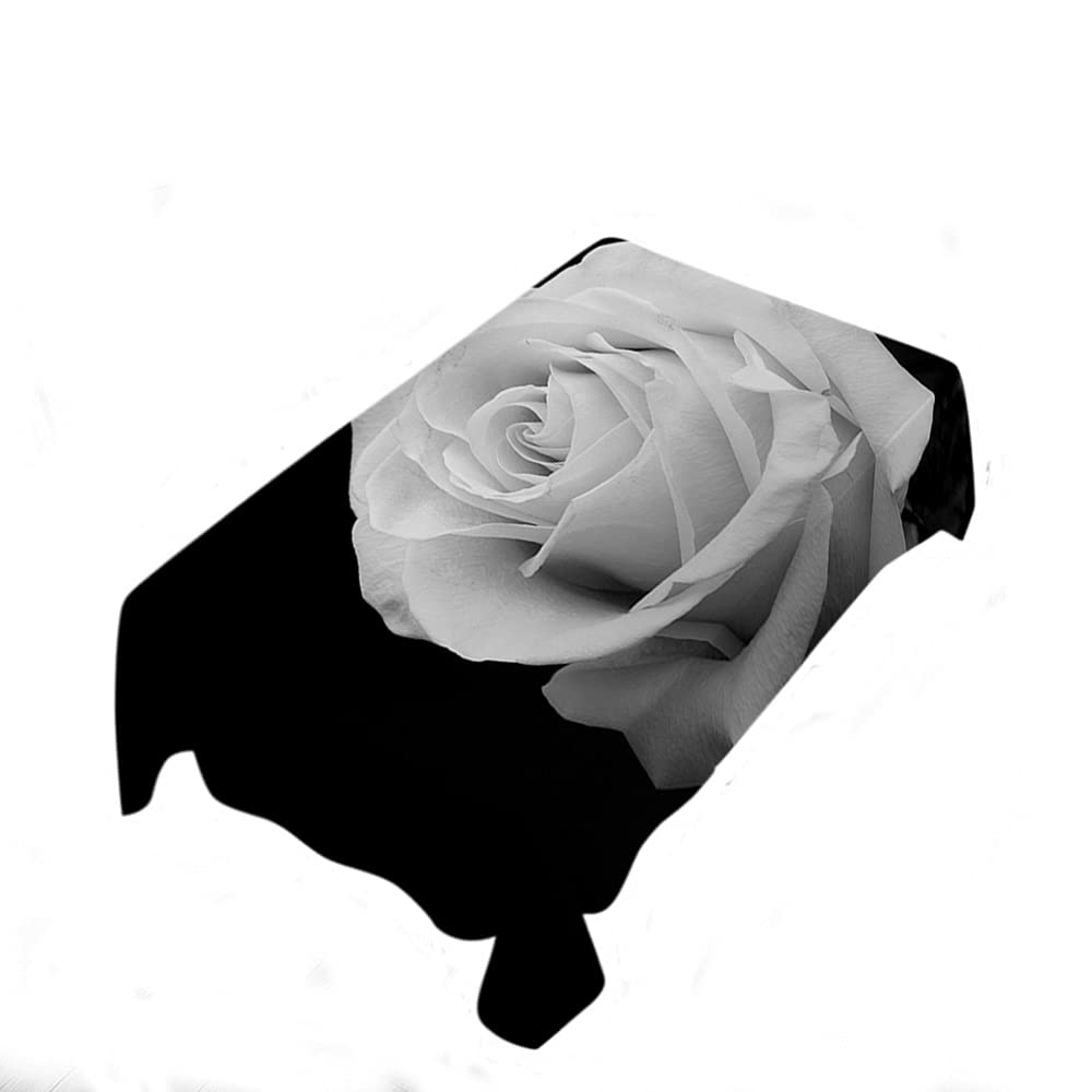 WONDERTIFY White Rose Tablecloth - 60x104 Inch Wrinkle-Free, Washable & Fade-Resistant Floral Table Cover for Dining, Wedding, Party Decor - Romantic Blooming Rose Design
