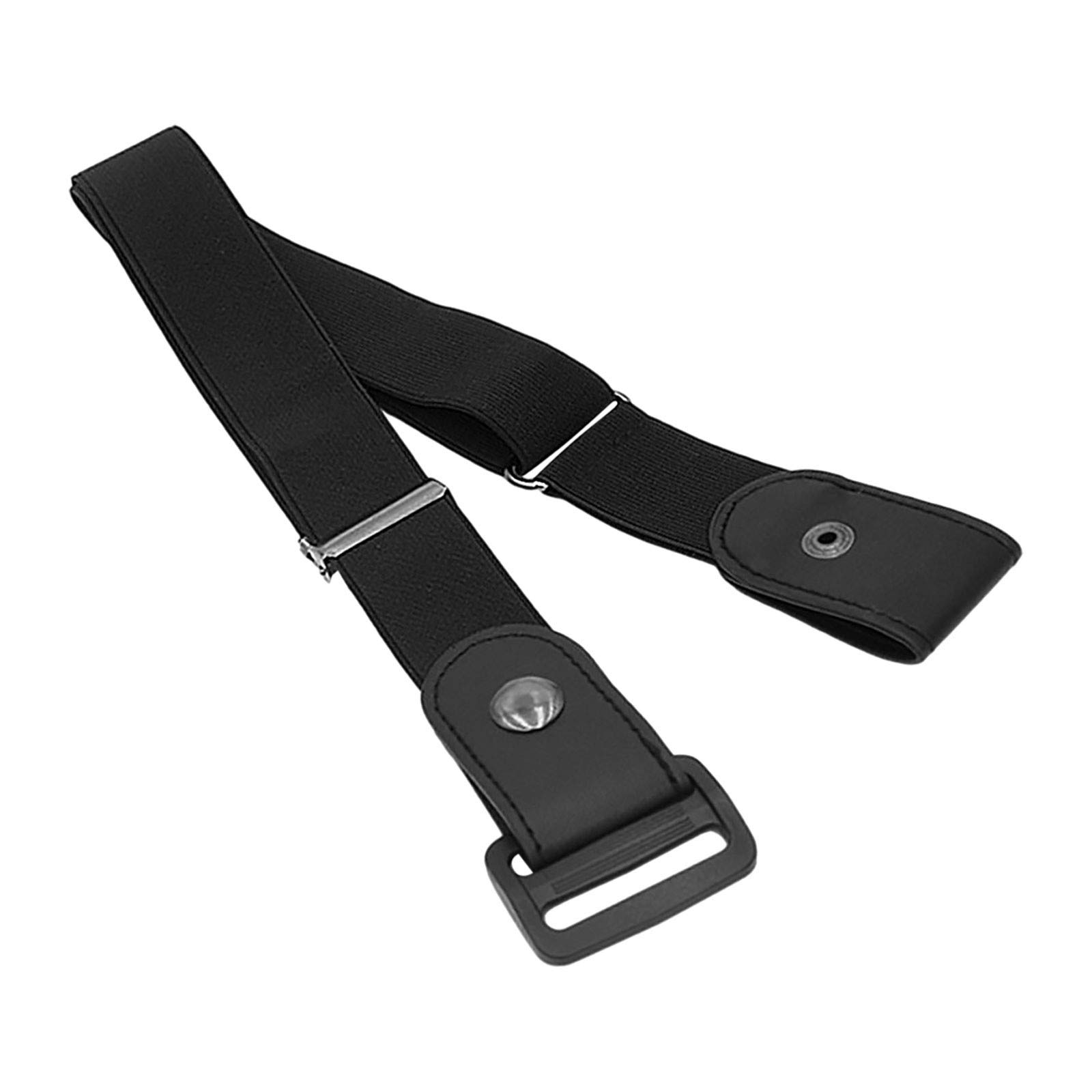 Men's Black Elastic Invisible Leather Dress Belt - No Buckle, Adjustable Waist for Jeans & Formal Wear | Perfect for Office, Wedding & Casual Outfits