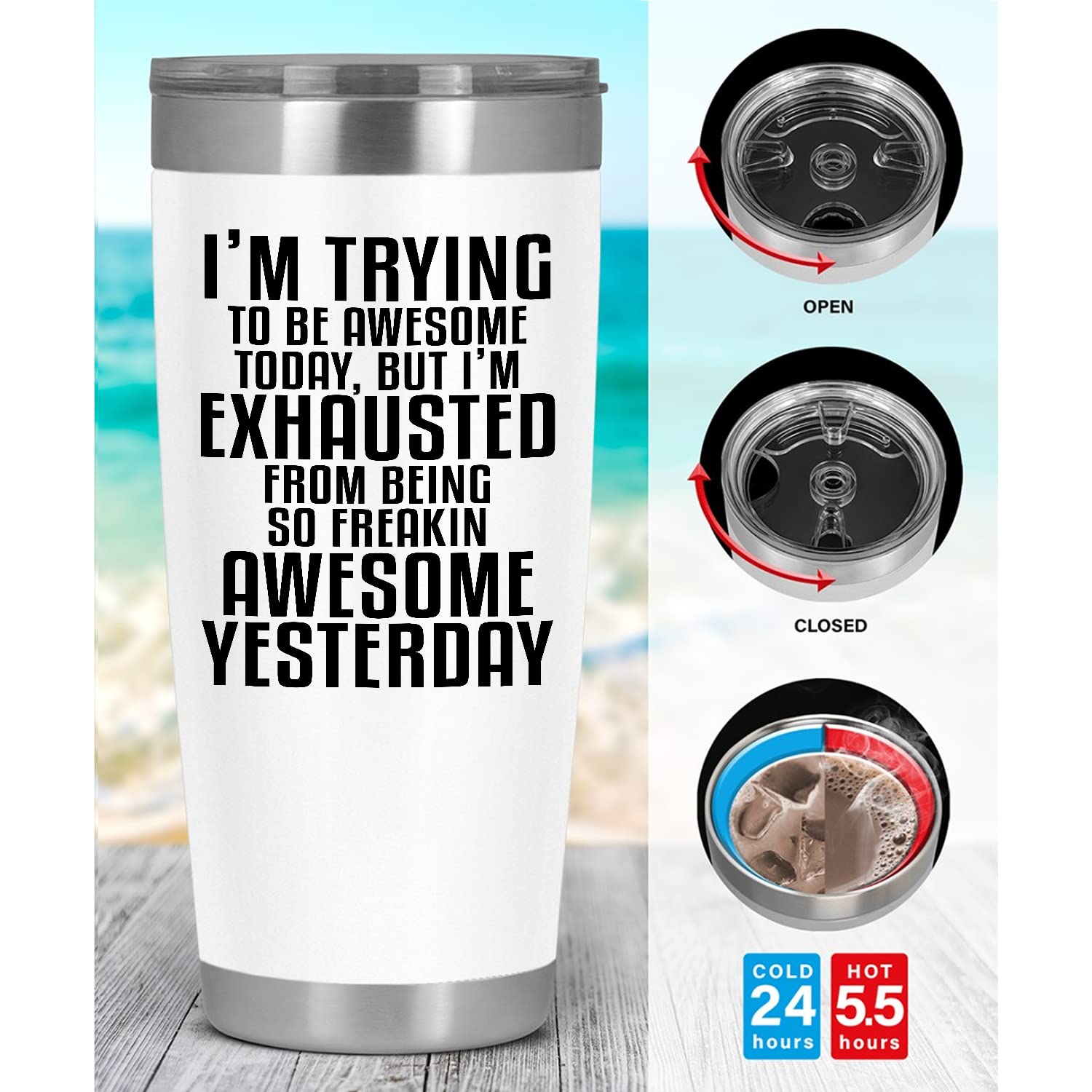 Personalized 20Oz Stainless Steel Coffee Tumbler with Funny Quote - Custom Name Insulated Travel Mug for Hot & Cold Drinks - Perfect Gift for Friends, Coworkers & Coffee Lovers - Great for Office, Gym, Commute & Outdoor Activities